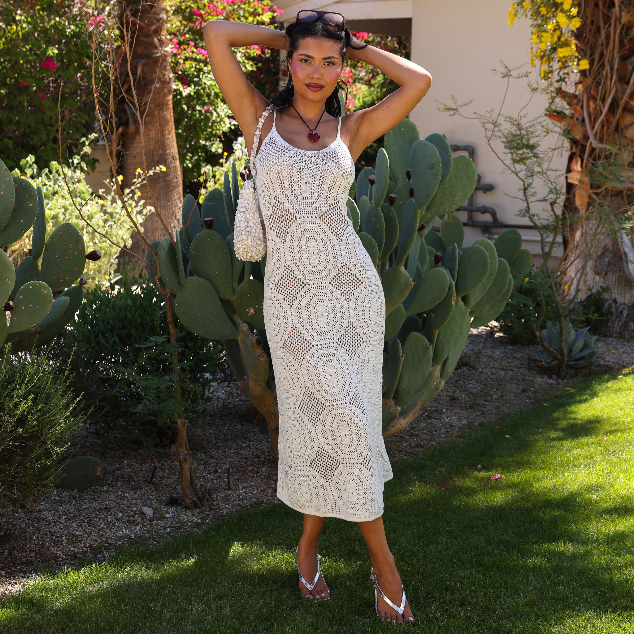 Kulani Kinis Whipped White Crochet Lace Maxi Dress