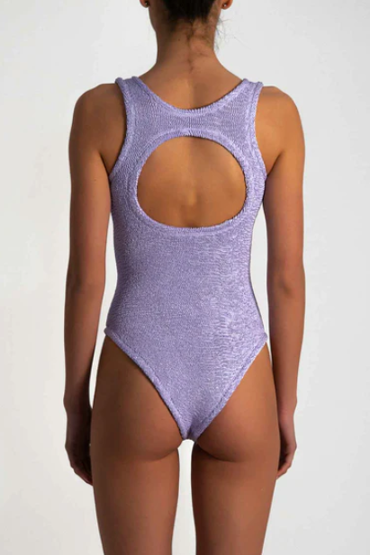 Paramidonna Geribbeld High Neck Badpak Lila