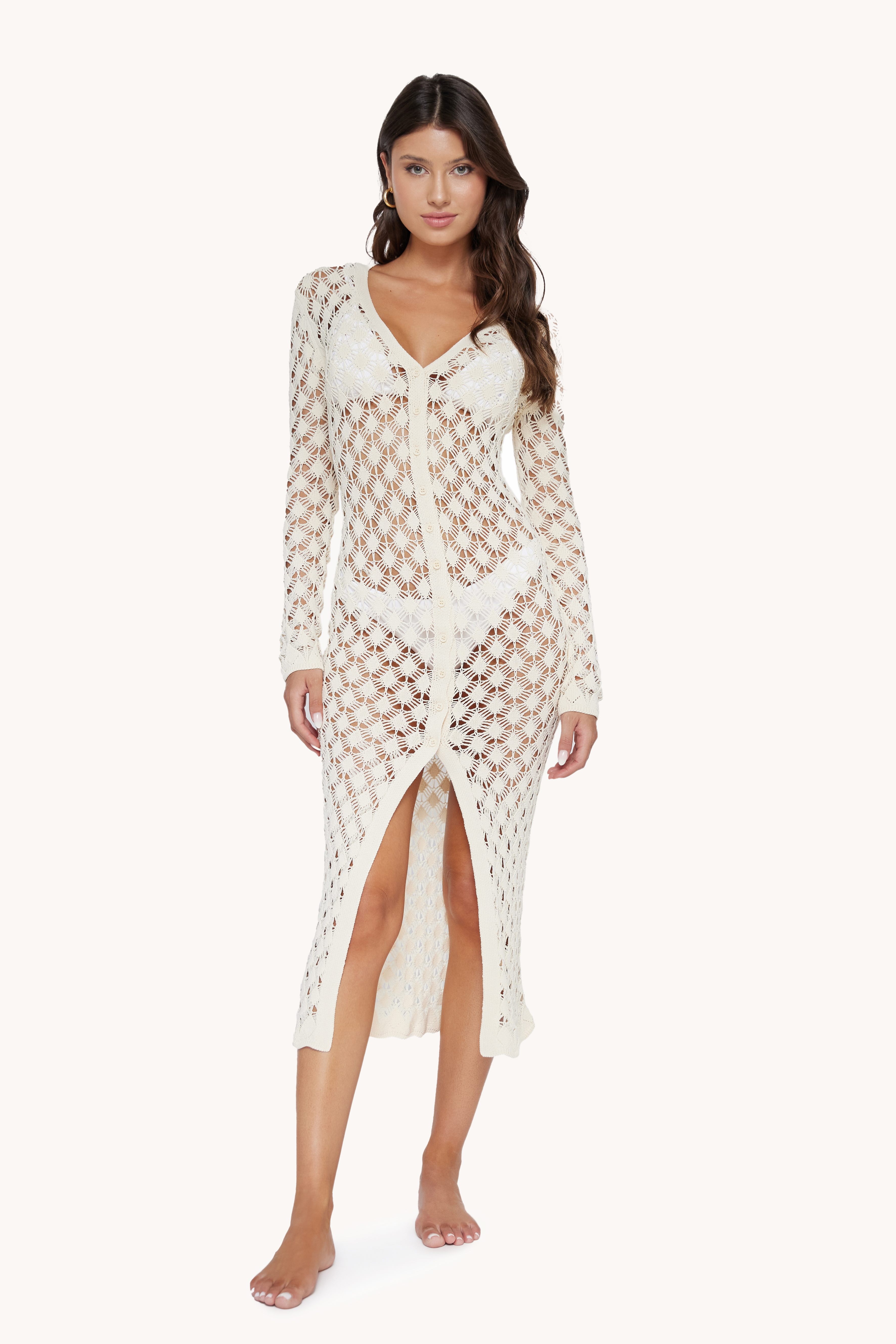Shop the look: Navy Isla Bikini + Ivory Sweater Dress