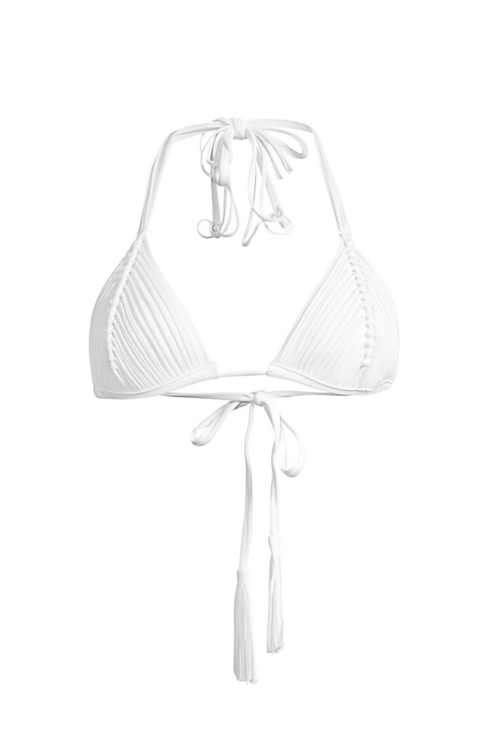 Pilyq Swim Water Lily Isla Triangle Bikini Top White