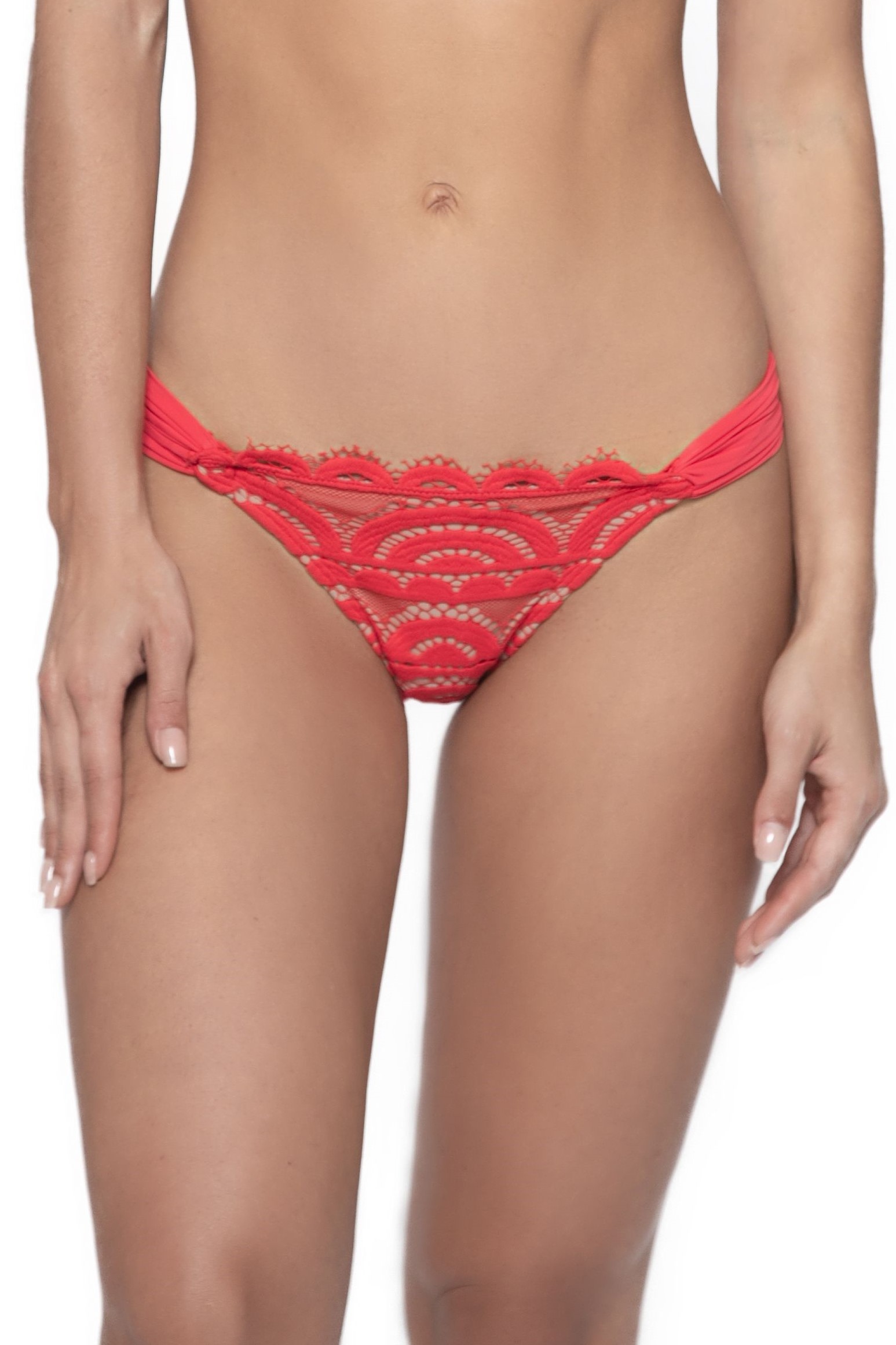Pilyq Swim Avalon Lace Bikini Bottom Red