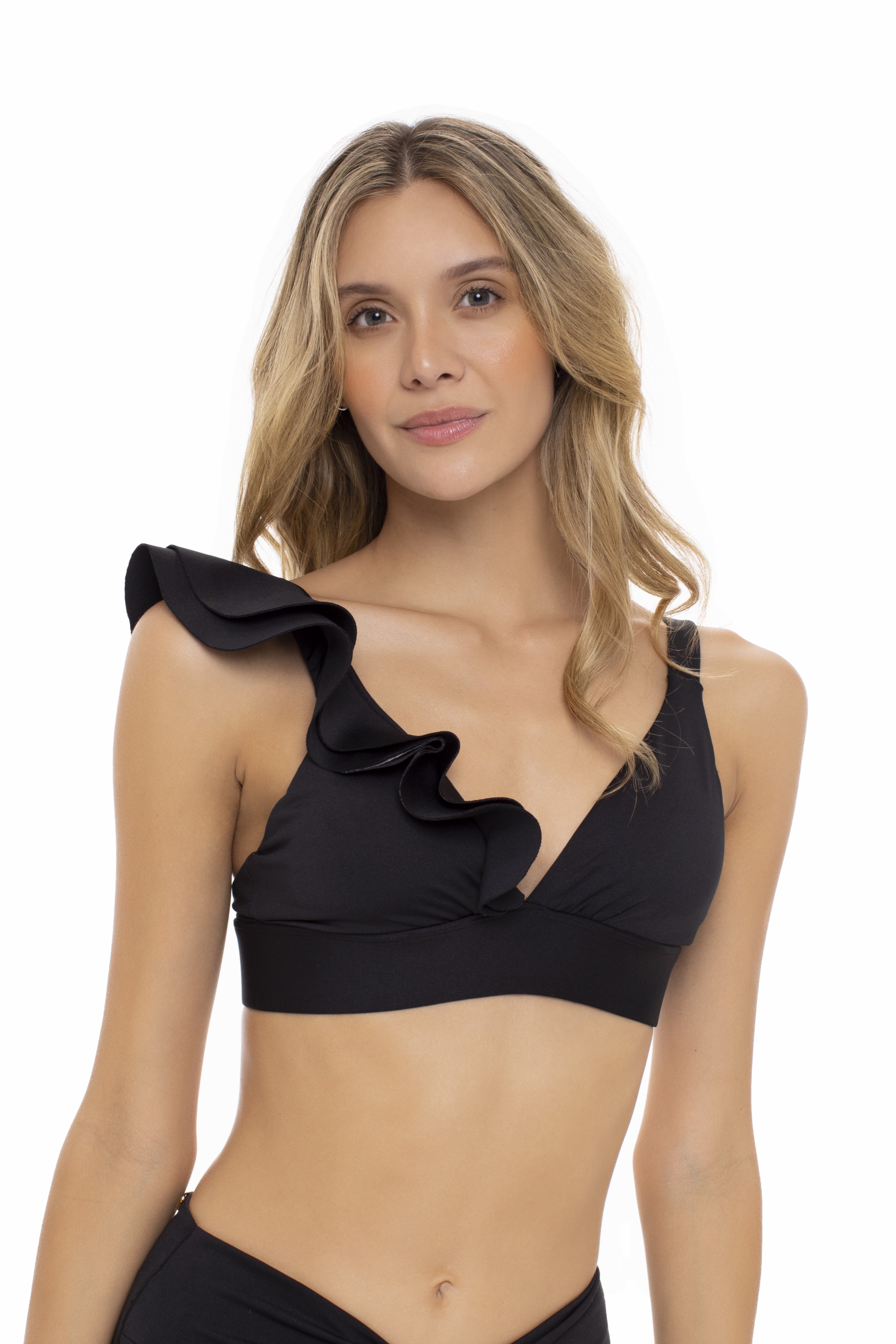 Milonga Palette Zwarte Ruffle Halter Bikini Top