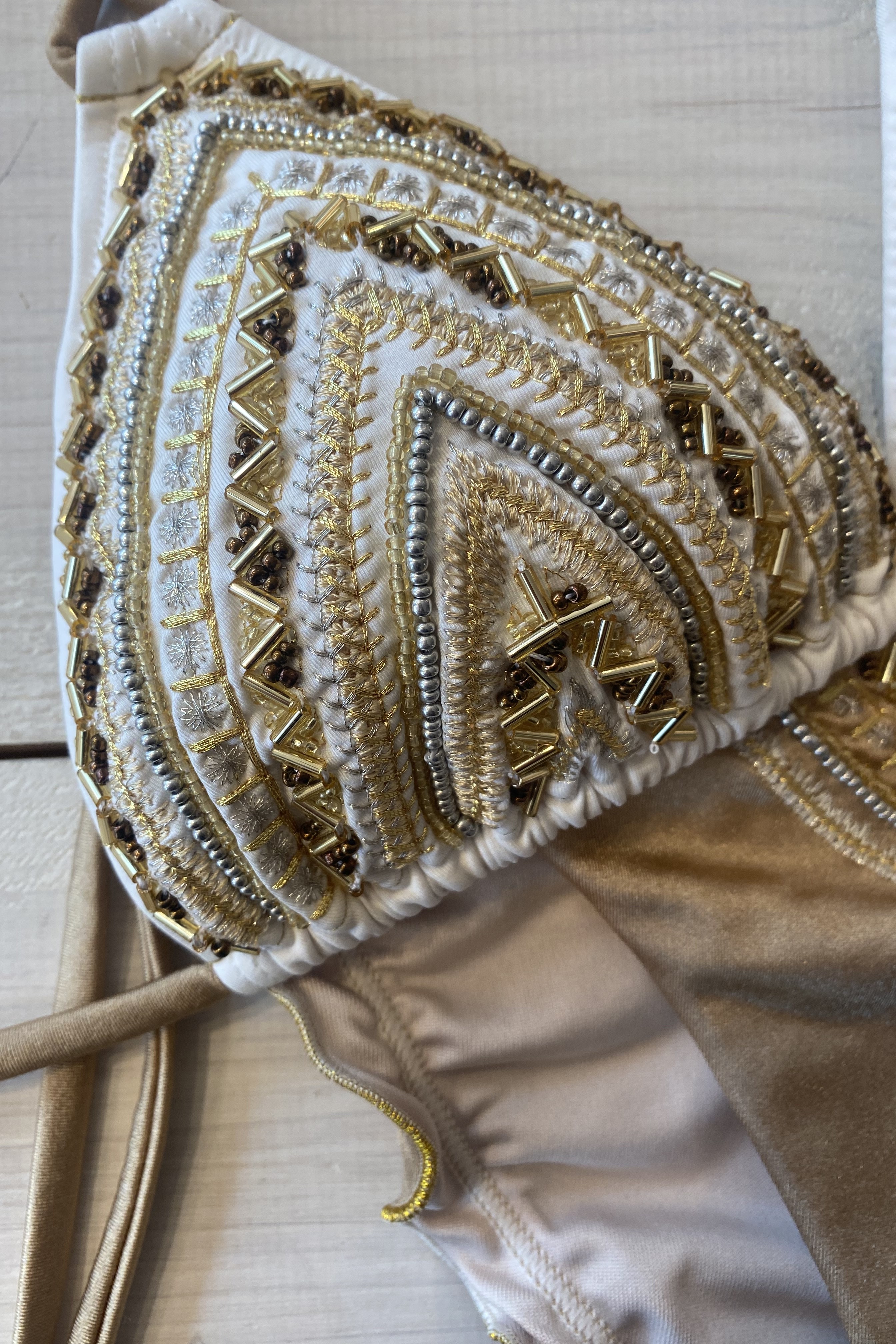 Beach Fashion Only Bicolor Handgemaakte Luxe Glitter Bikini Goud