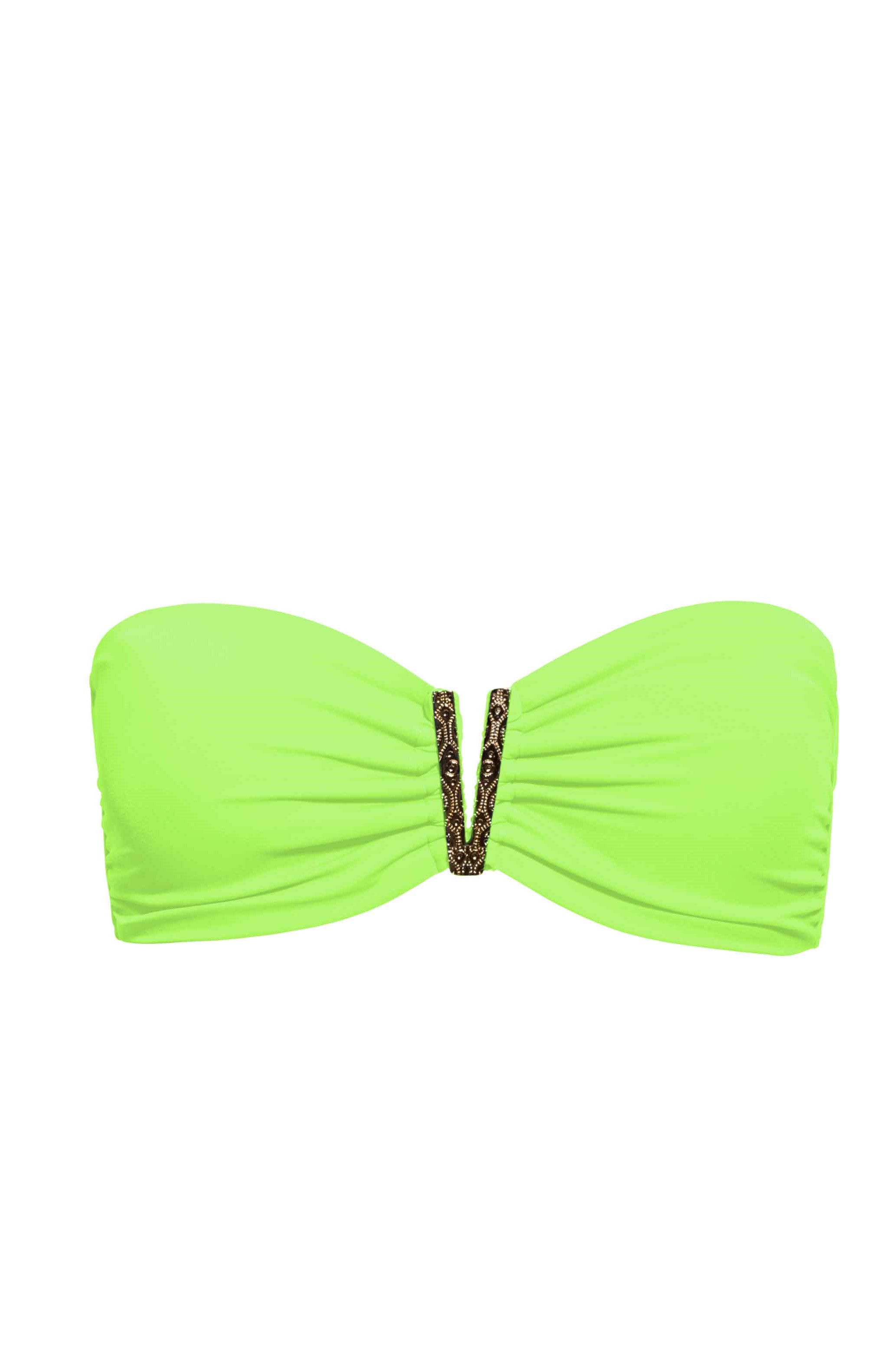 neon strapless bikini