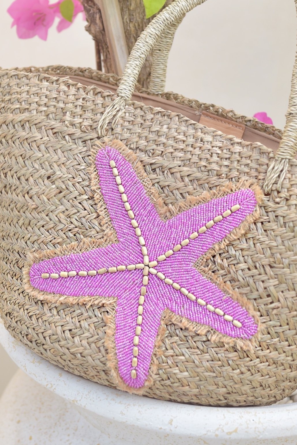 Hot Lava Strandtas Starfish Naturel Roos Hot Lava Strandtas Starfish Naturel Roos