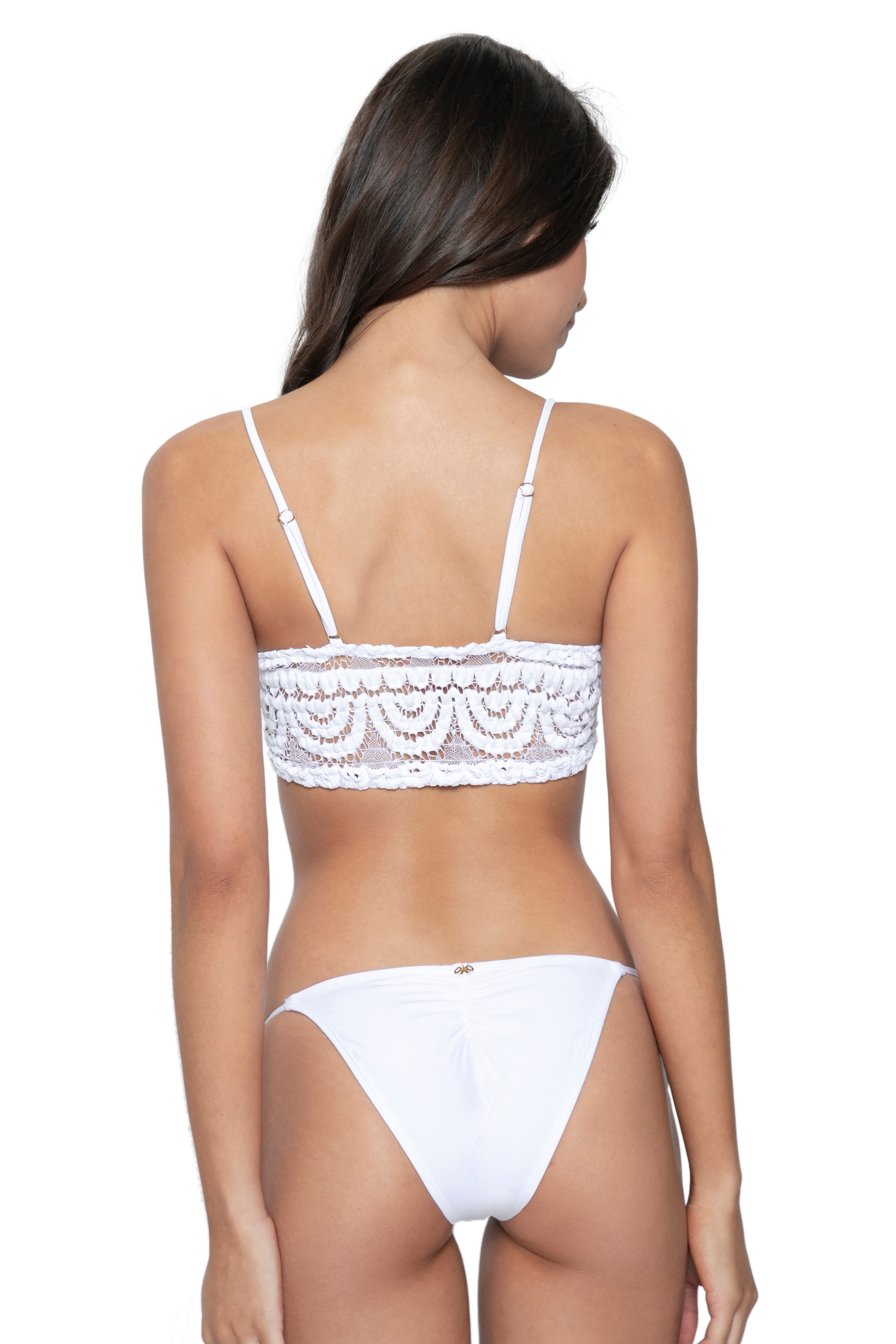 Pilyq Swim Water Lily Lace Sweatheart Bralette Bikini White