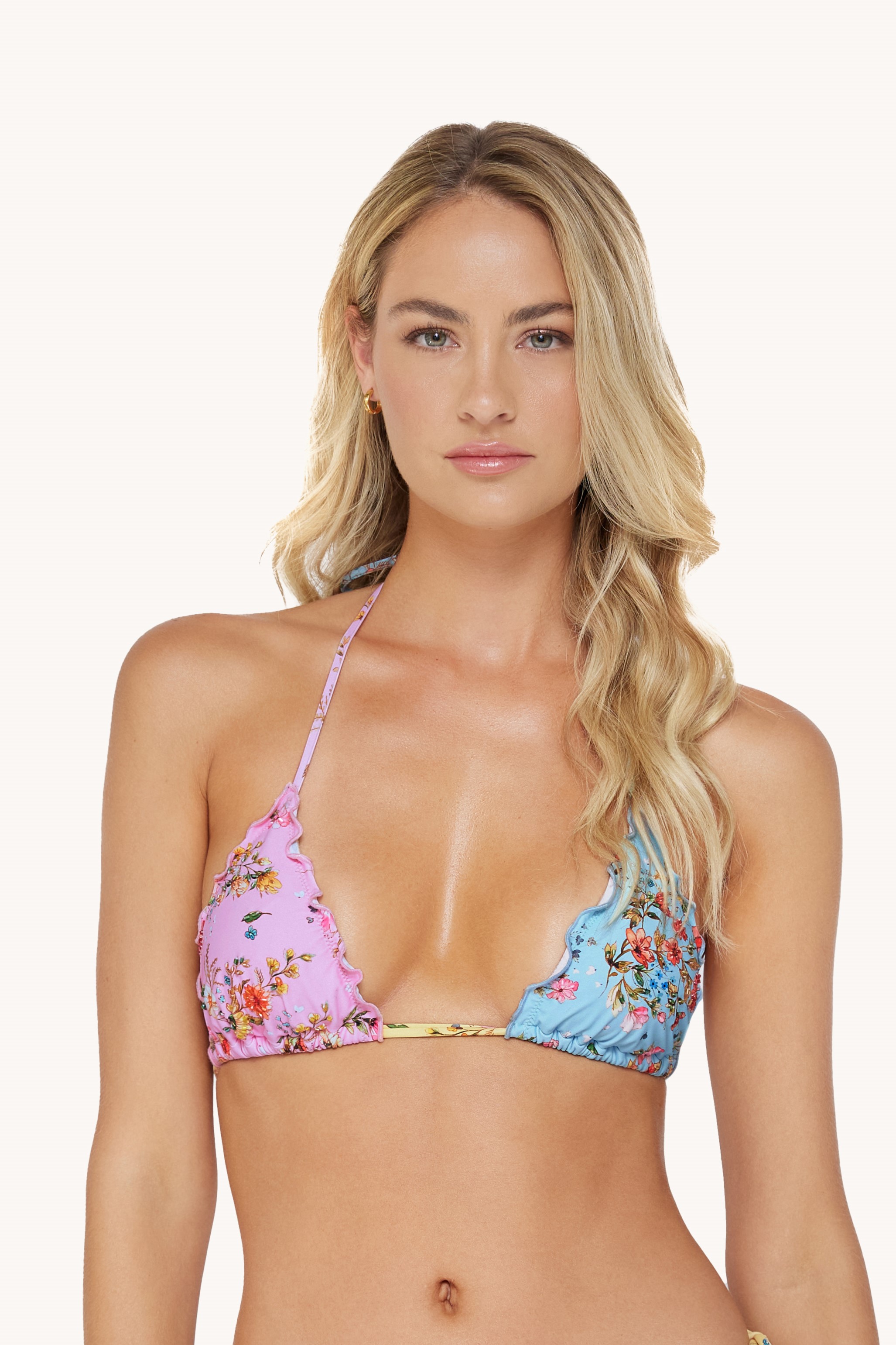 Pilyq Swim Dolce Embroidered Triangle Bikini Top