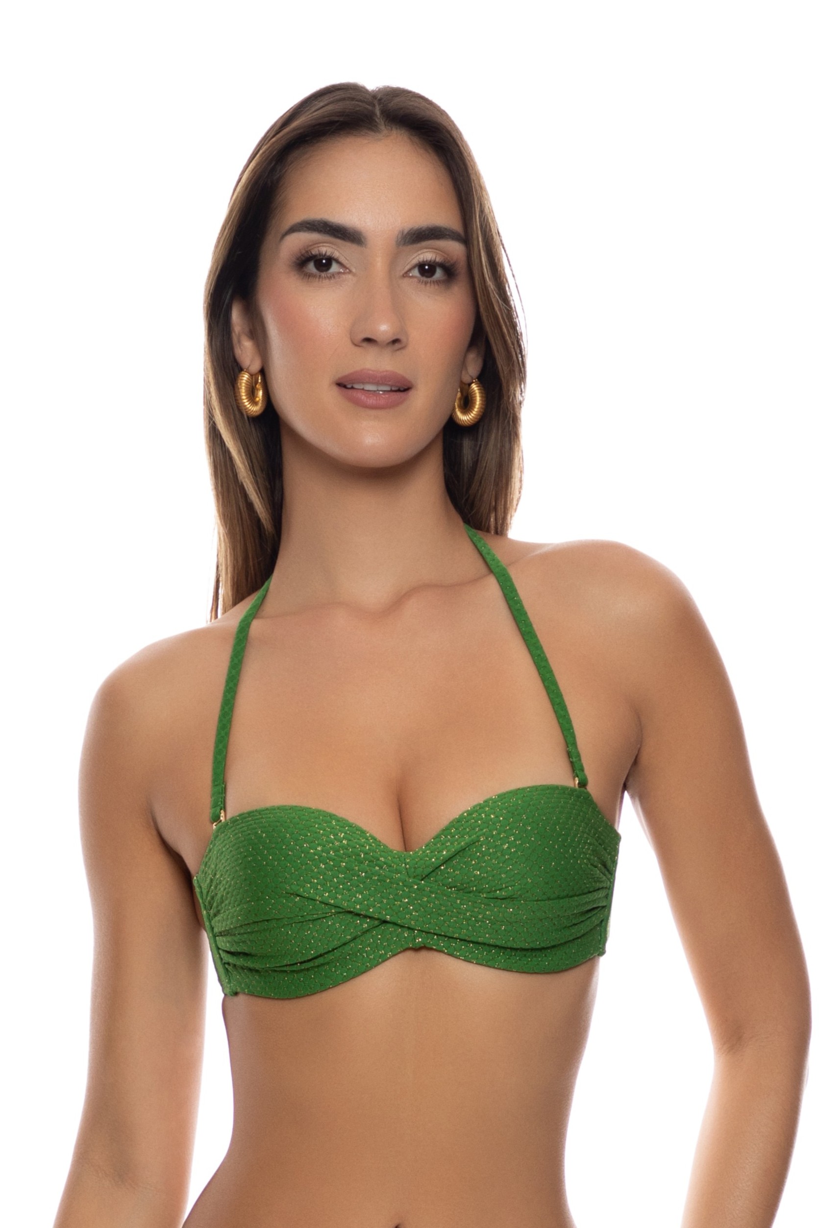 Luli Fama Sunkiss Glow Olive Luxe Strapless Bikini