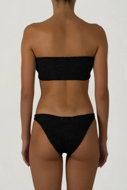 Paramidonna Geribbelde Bandeau Bikini Zwart