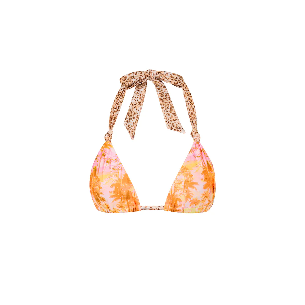 Kulani Kinis Orange Wild Skies Knot Halter Top