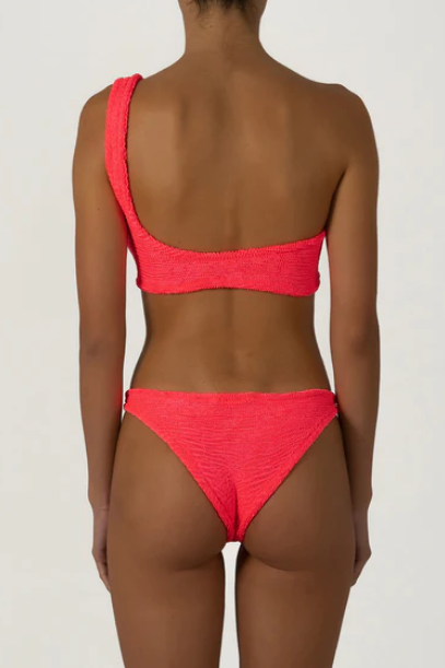 Paramidonna Geribbelde One Shoulder Bikini Koraal