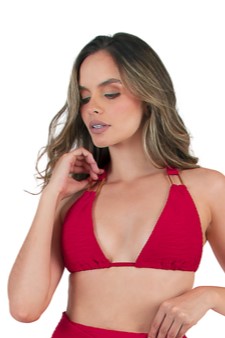 Beach Fashion Only Fenix Rode Textuur Halter Bikini Top