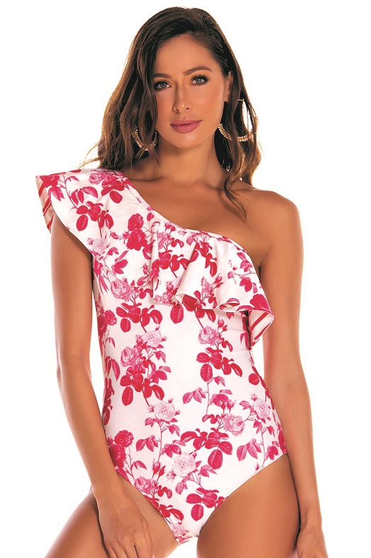 Milonga Camelia One Shoulder Badpak Ruches