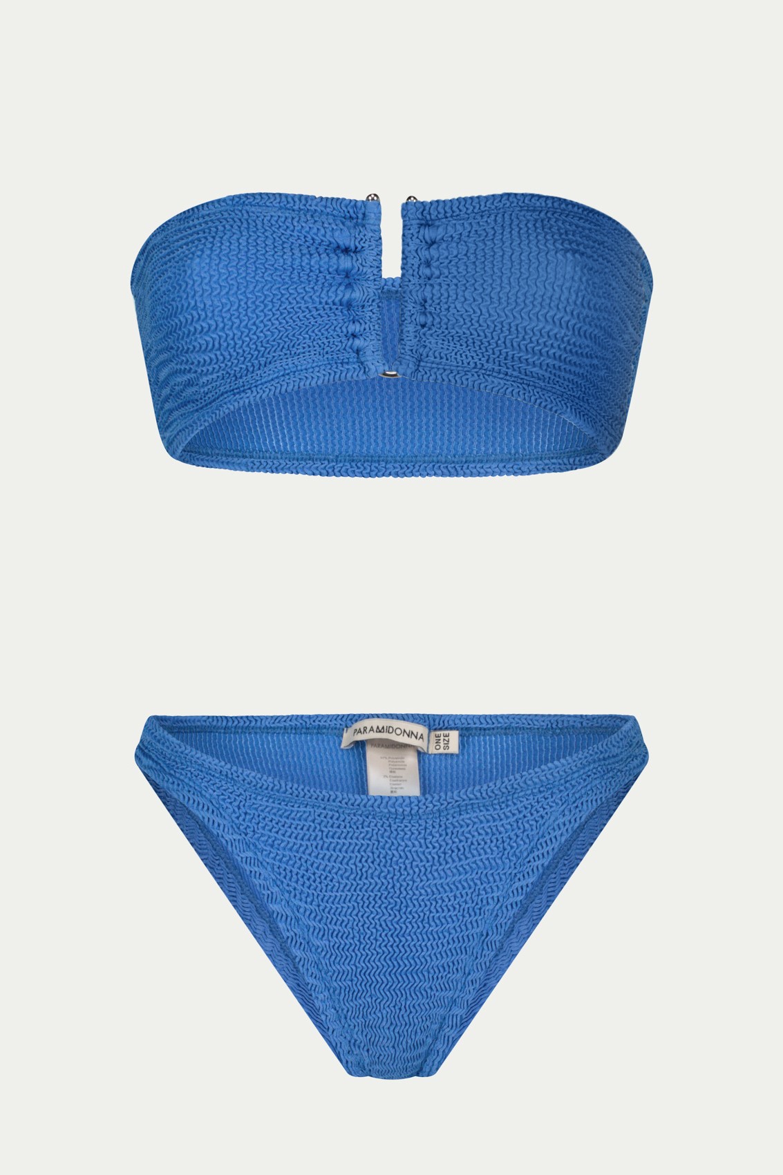 Paramidonna Frida Ribbed Strapless Bikini Azure