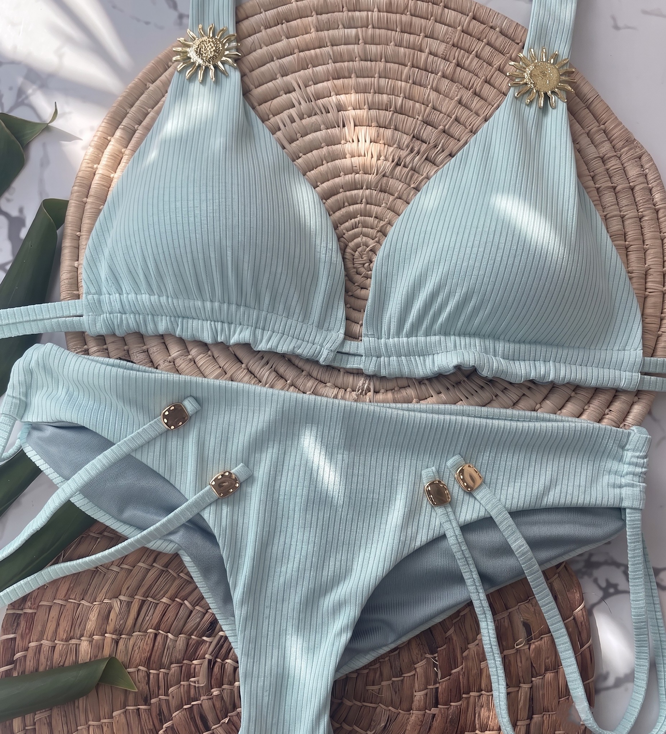 Beach Fashion Only Mint Soleil Texture Halter Bikini