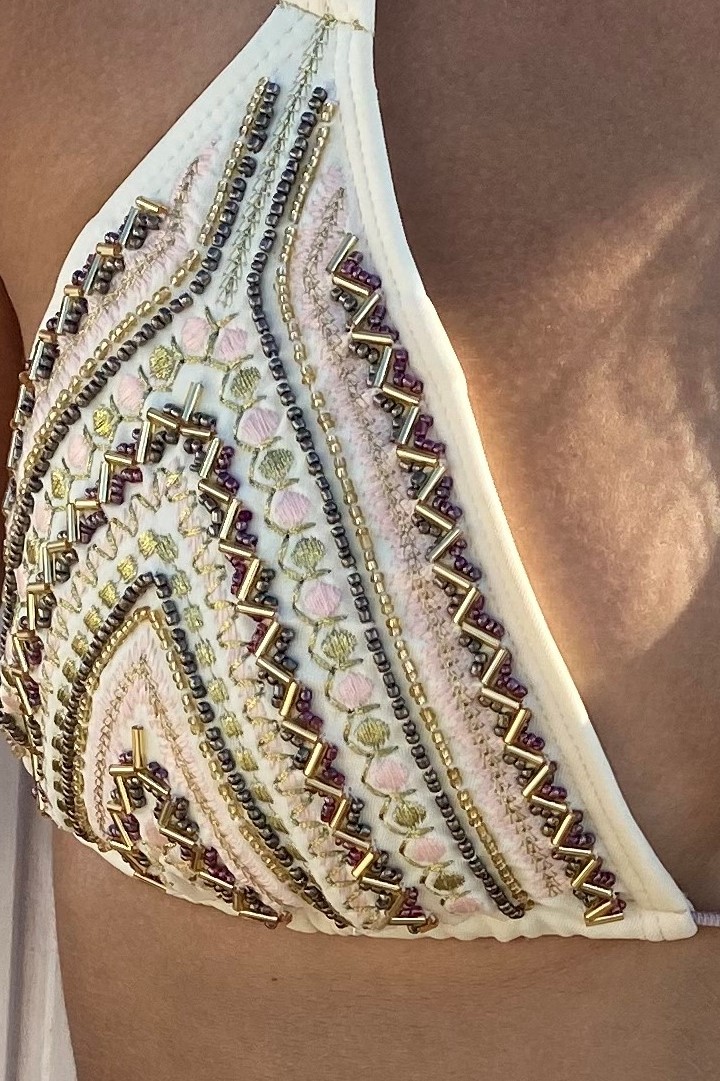 Beach Fashion Only Bicolor Handgemaakt Luxe Bikini Topje Oud Roze