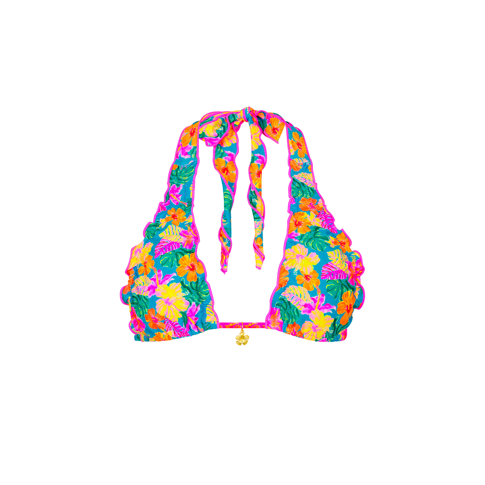 Kulani Kinis Paradise Pop Lettuce Edge Halter Top