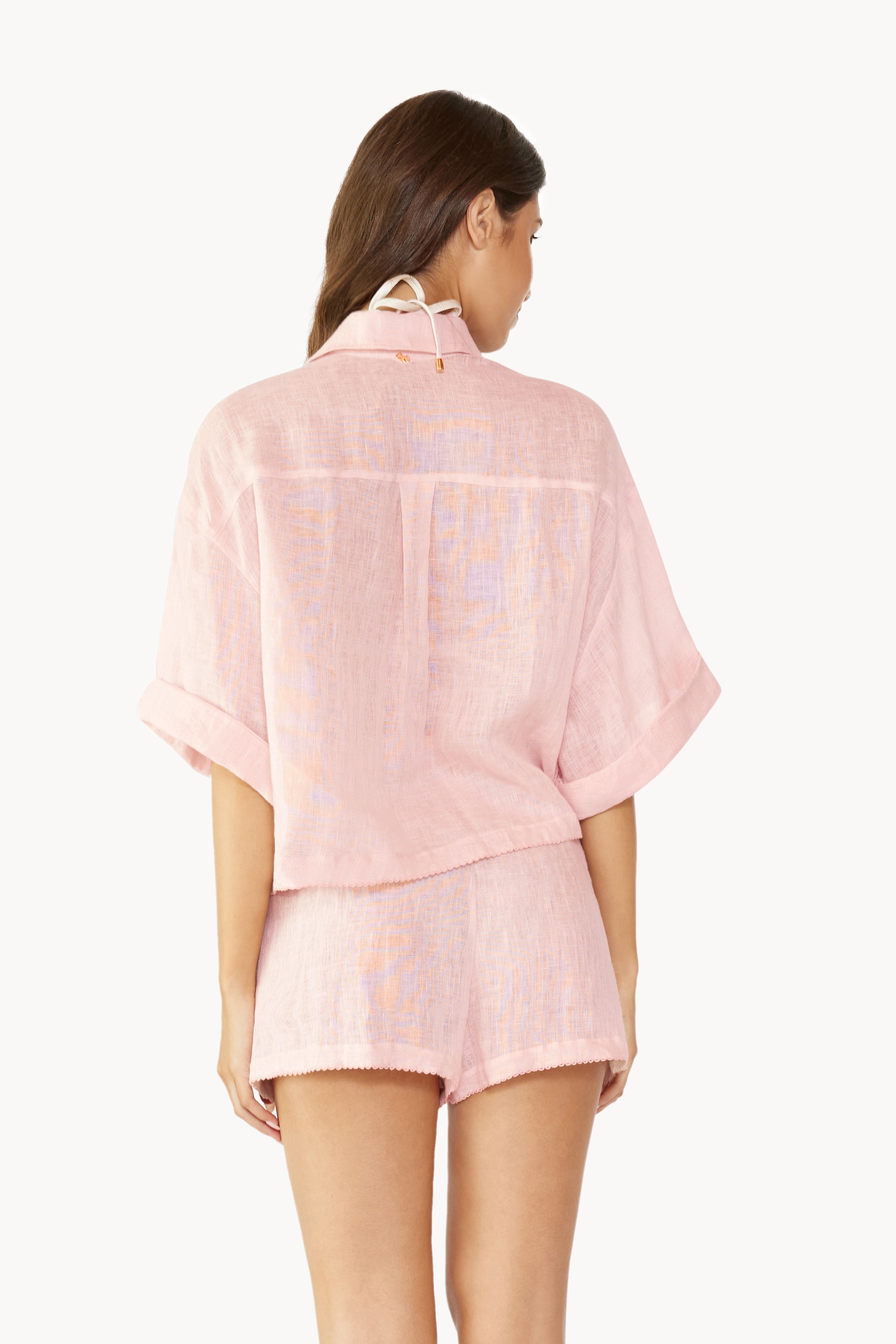 Pilyq Swim Pink Linen Top