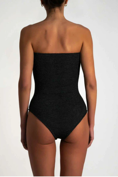 Paramidonna Bandeau Geribbeld Badpak Zwart