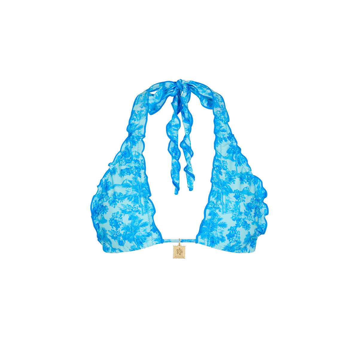 Kulani Kinis Ocean Paradise Lettuce Edge Halter Top