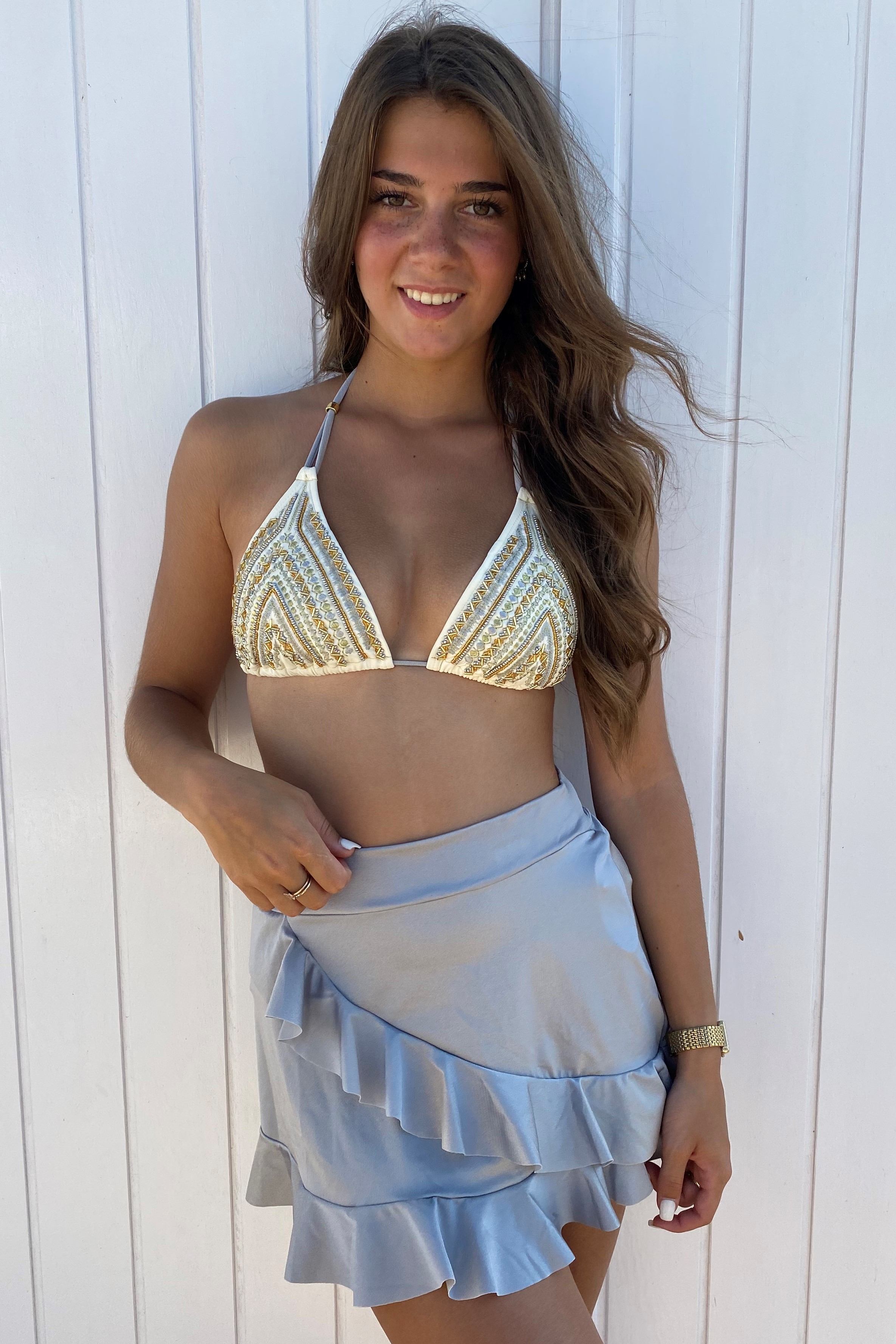 Beach Fashion Only Bicolor Beach Skirt Silver