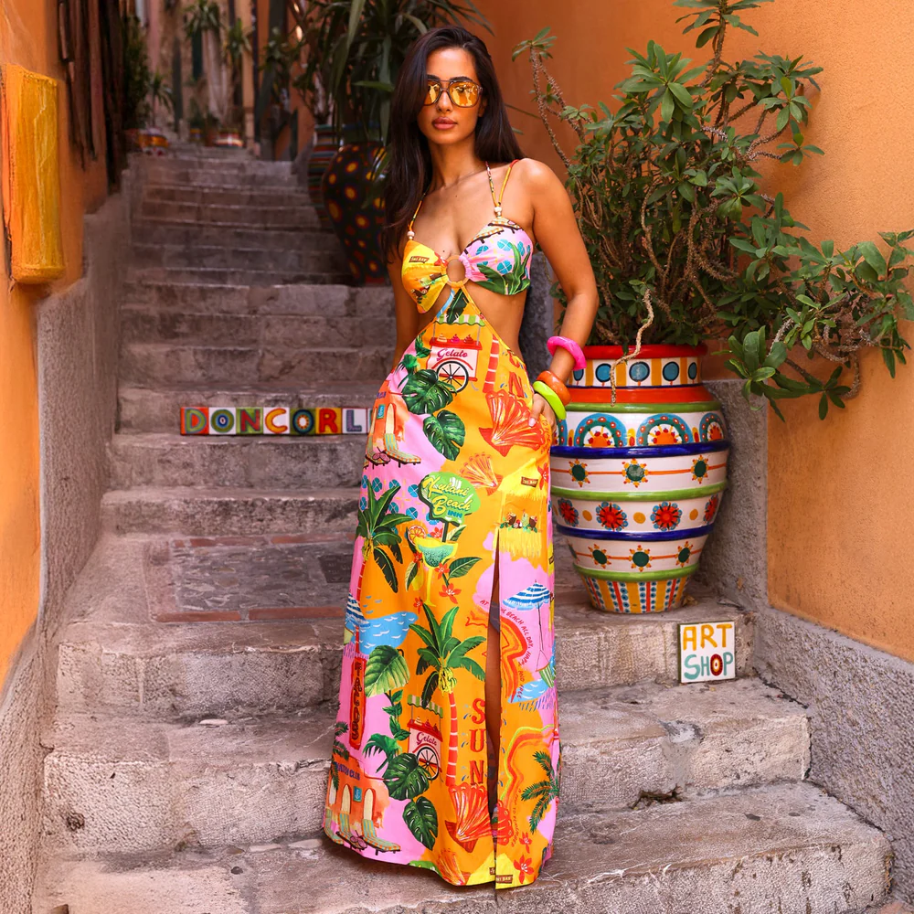 Kulani Kinis Sunlit Spritz Cut Out Maxi Jurk