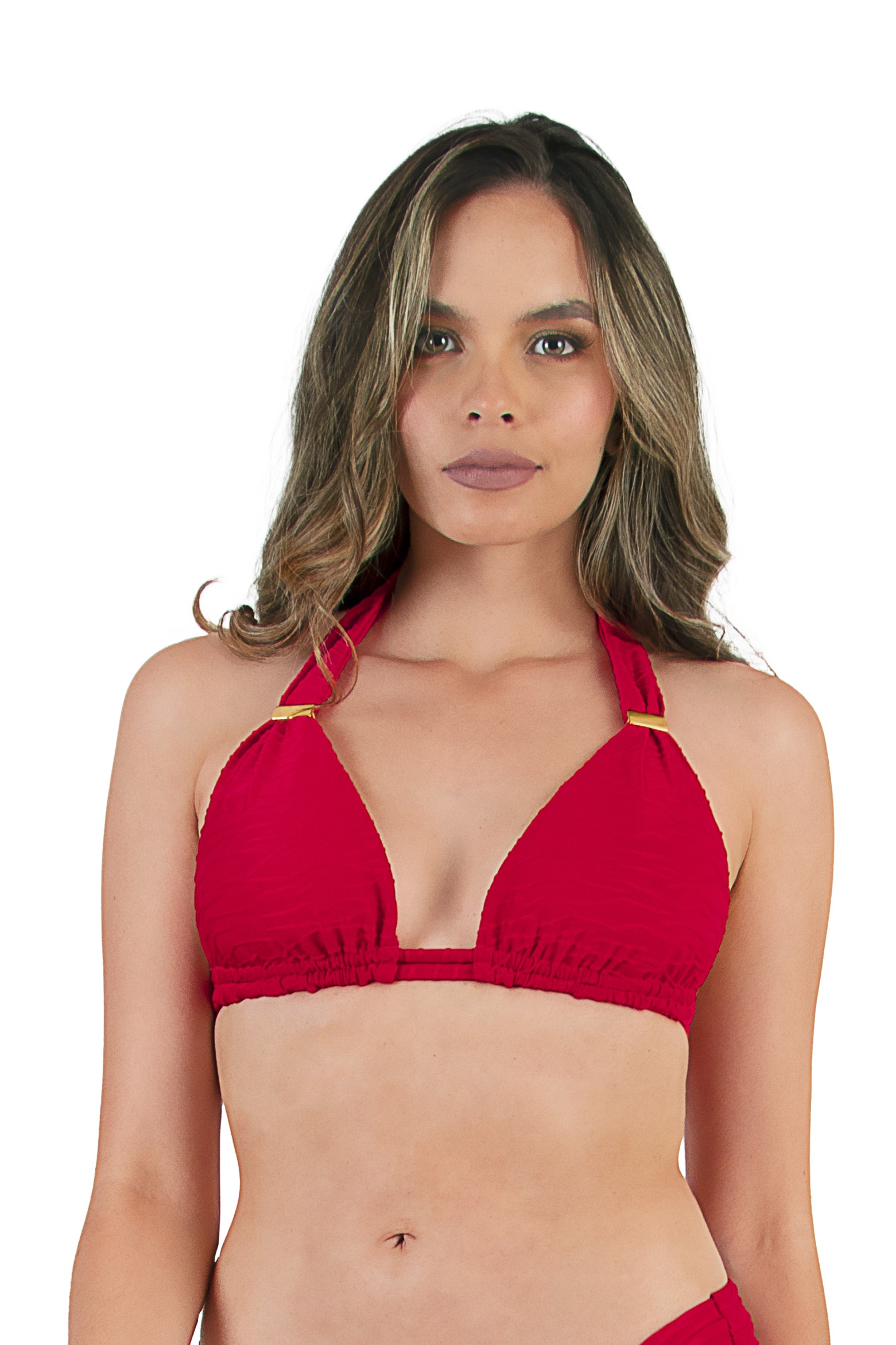 Beach Fashion Only Rode Textuur Halter Bikini Top
