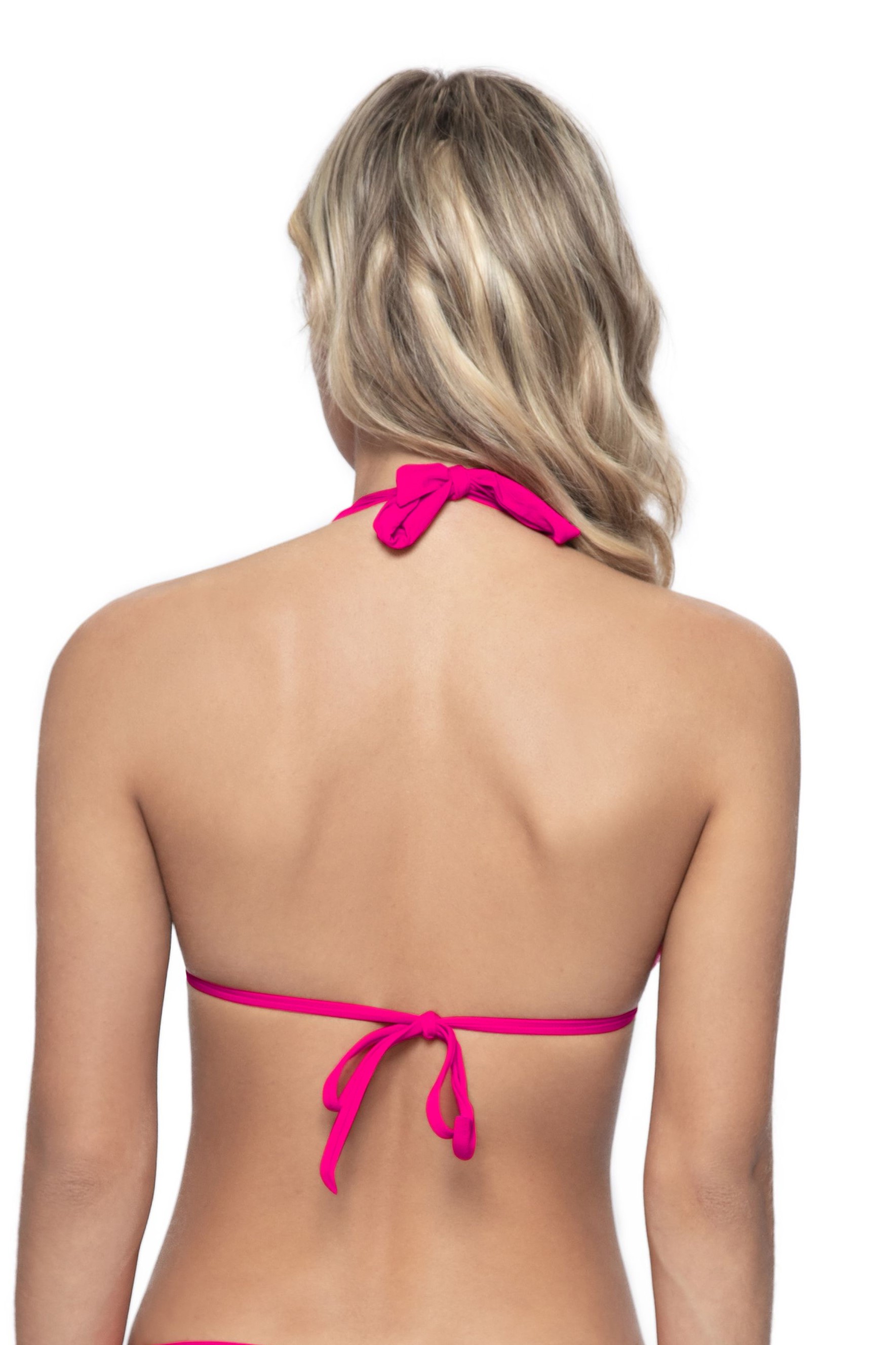Pilyq Swim Cosmo Pink Lace Halter Bikini Top 