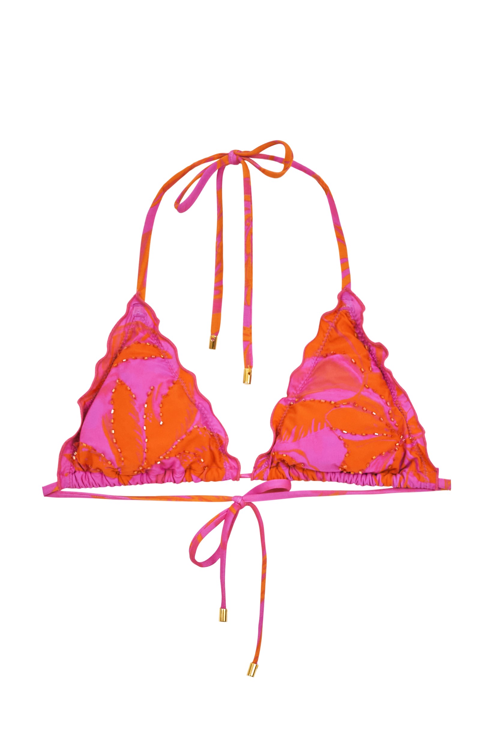 Pilyq Swim Del Mar Palms Embroidered Triangle Bikini Top