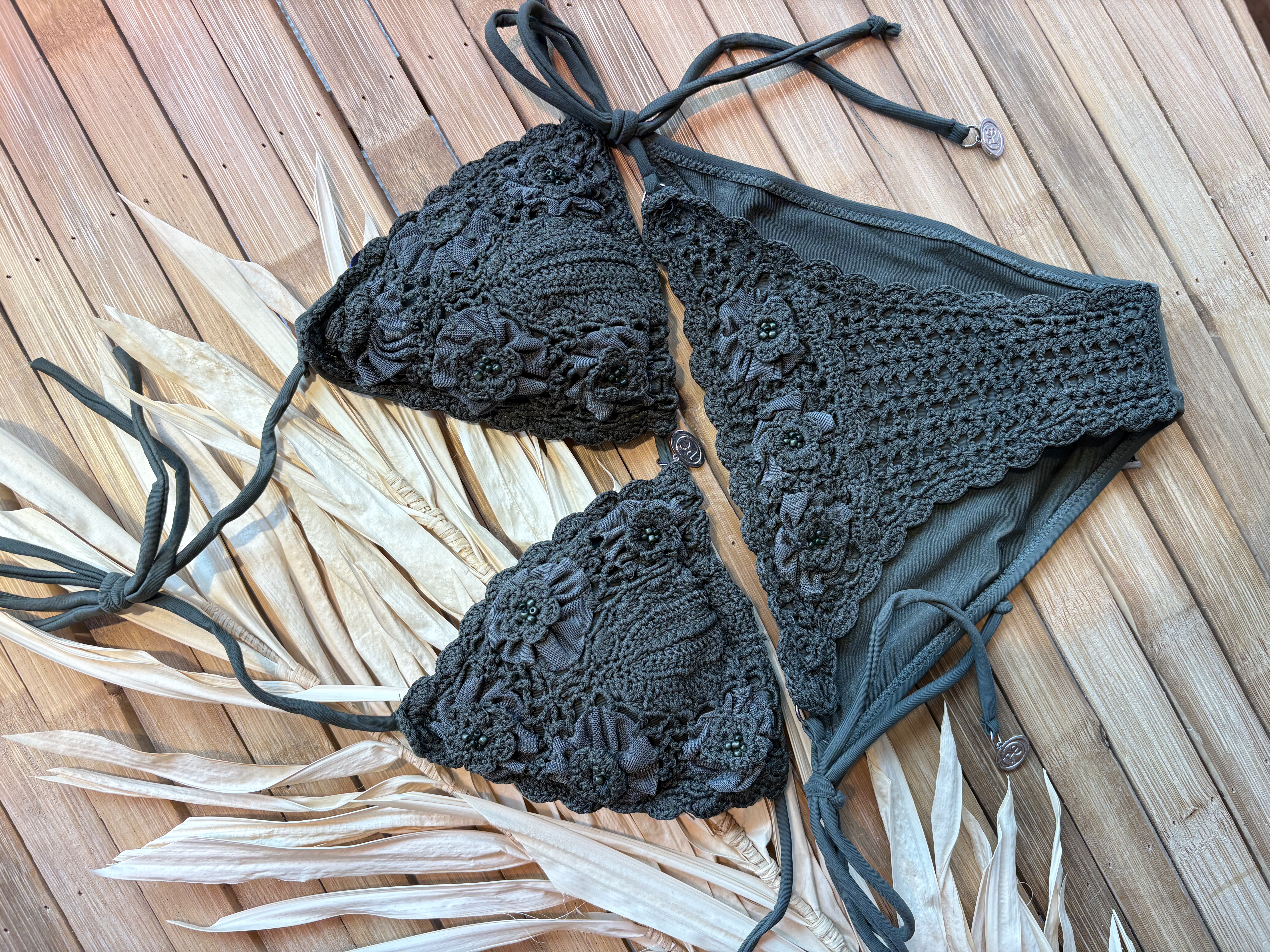Panos Emporio Kandia Crochet Bikini Khaki