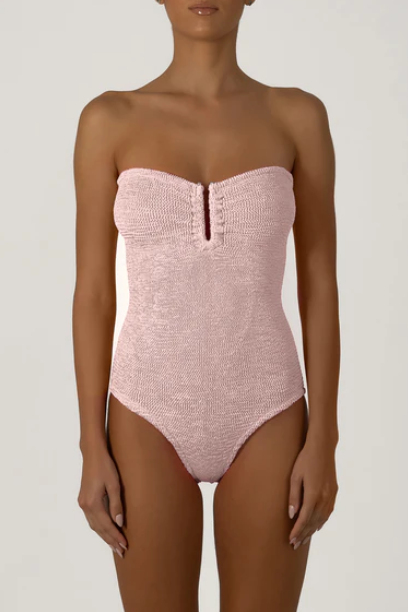 Paramidonna Geribbeld Bandeau Badpak Licht Roze