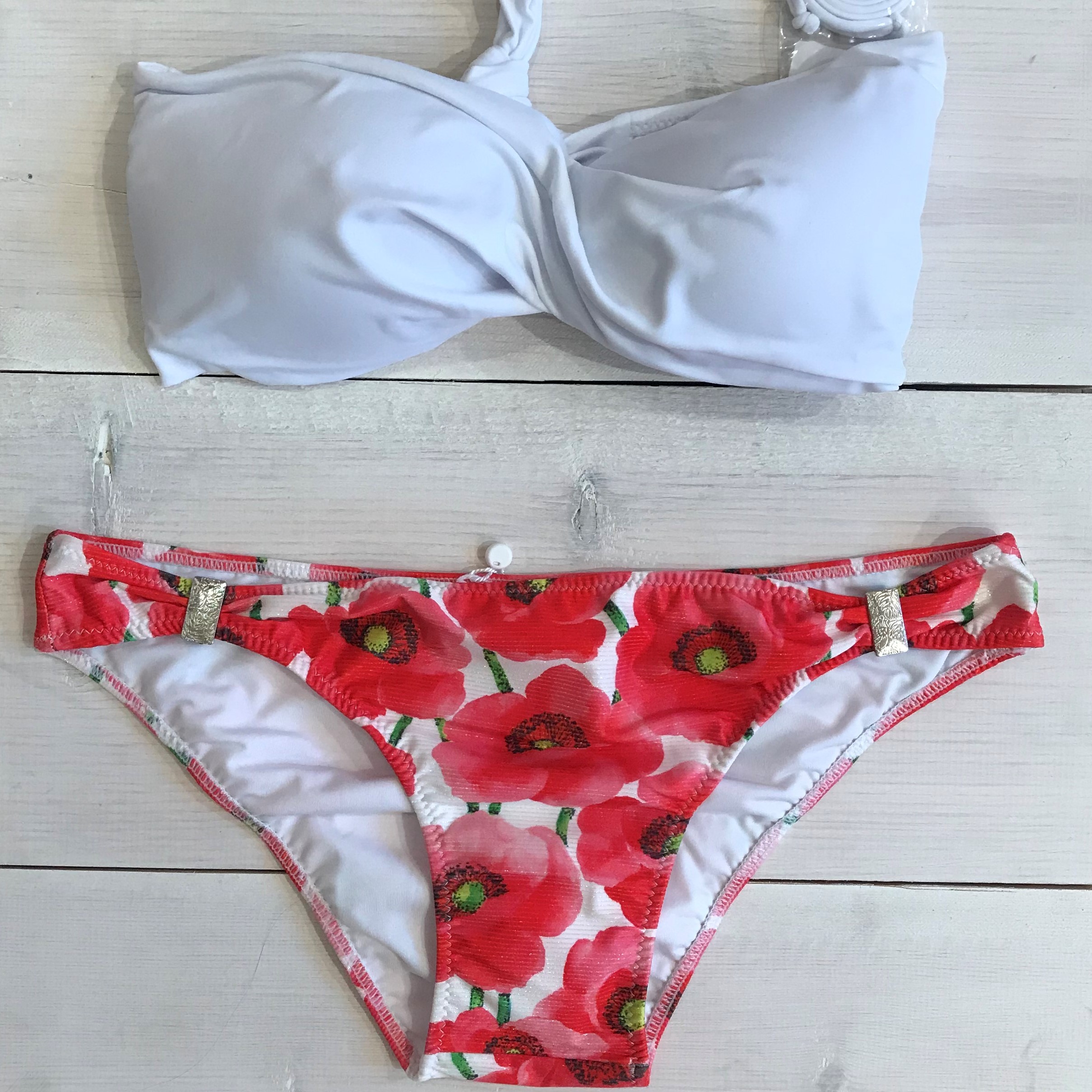 Phax Deluxe Flowers Strapless Bikini White