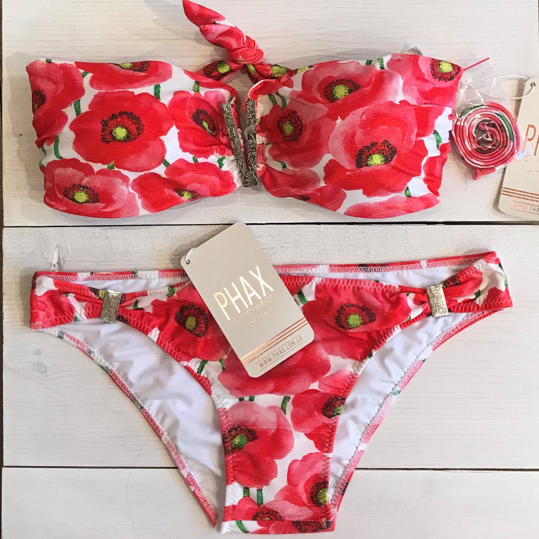 Phax Deluxe Flowers Strapless V Bikini 