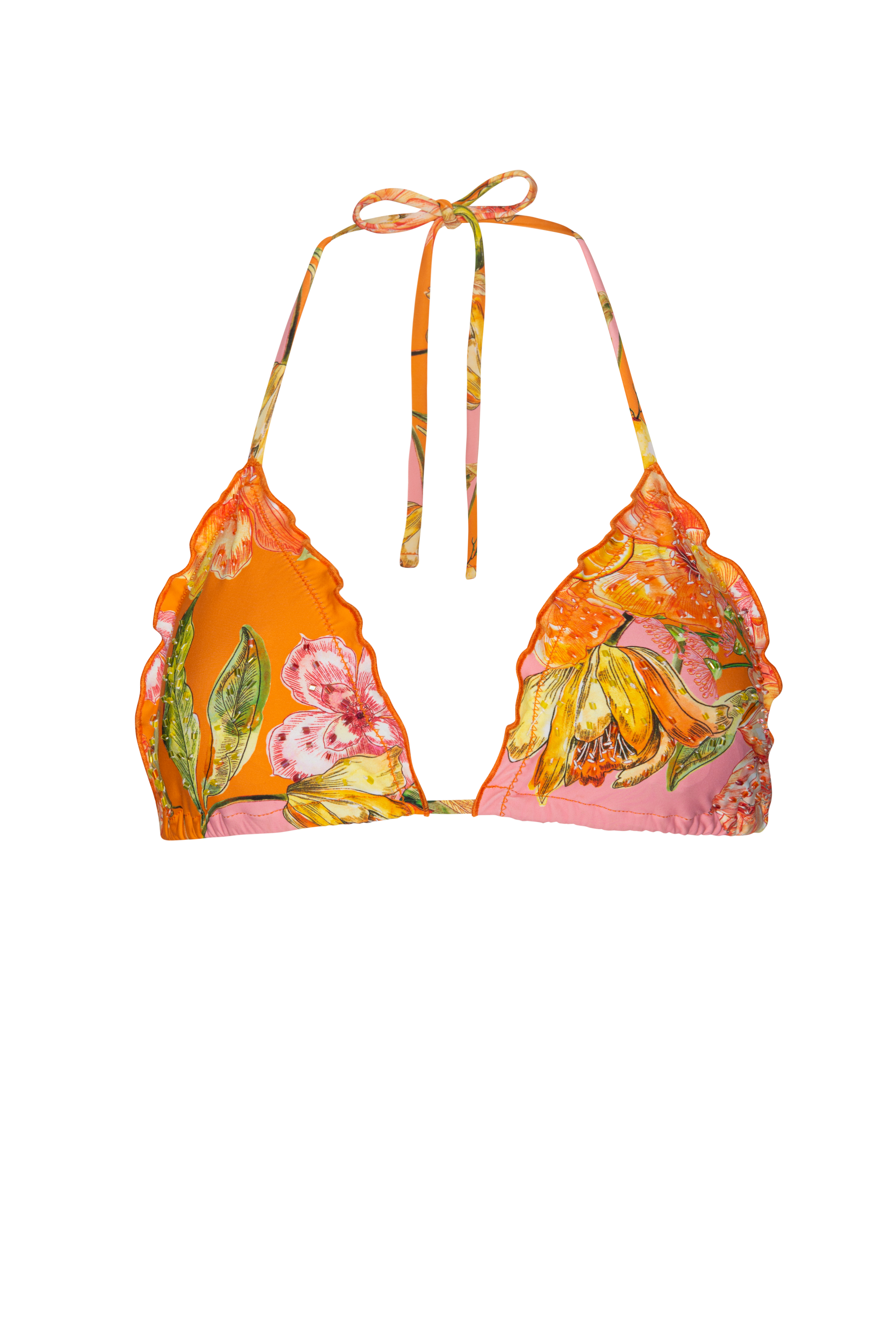 PQ Swim Clementine Embroidered Triangle Top PQ Swim Clementine Embroidered Triangle Top