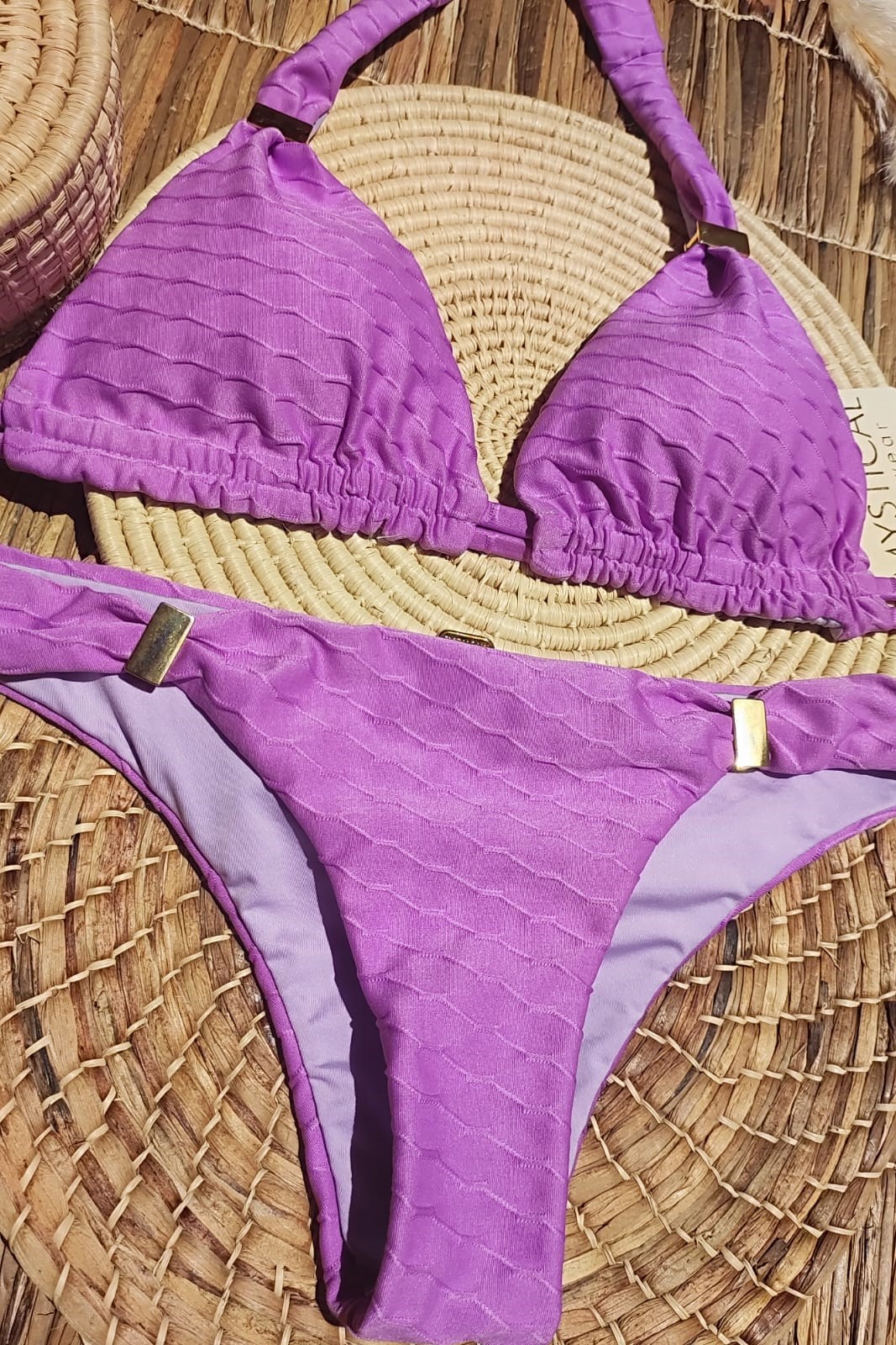 Mystical Lilac Texture Halter Bikini