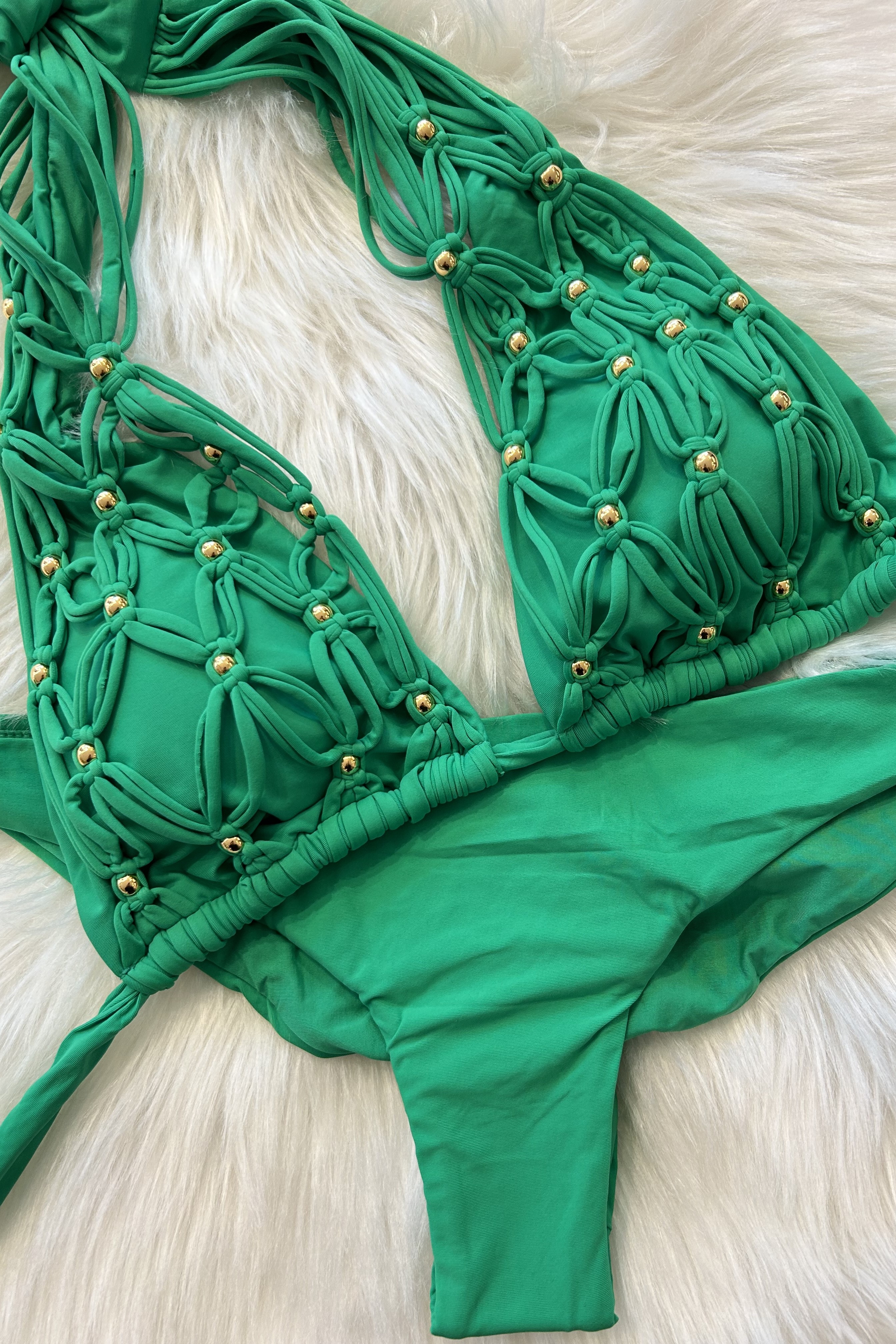 Pilyq Swim Seaweed Luxe Halter Bikini Groen