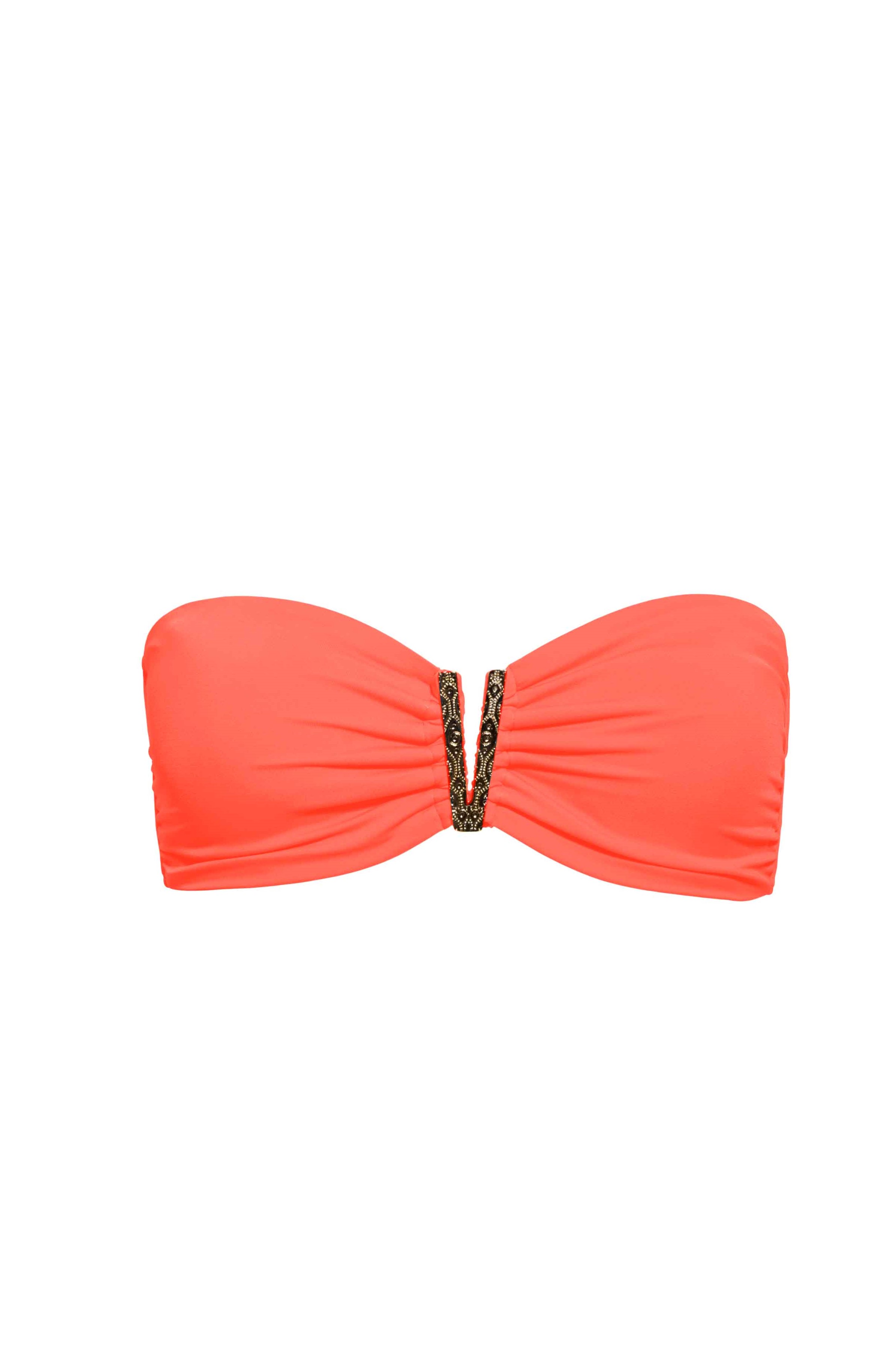 neon strapless bikini