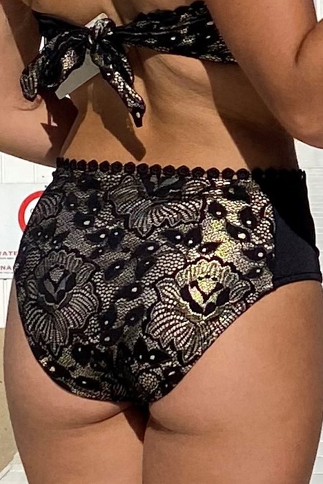 Cosita Linda Boudoir High Waisted Bikini Bottom Black