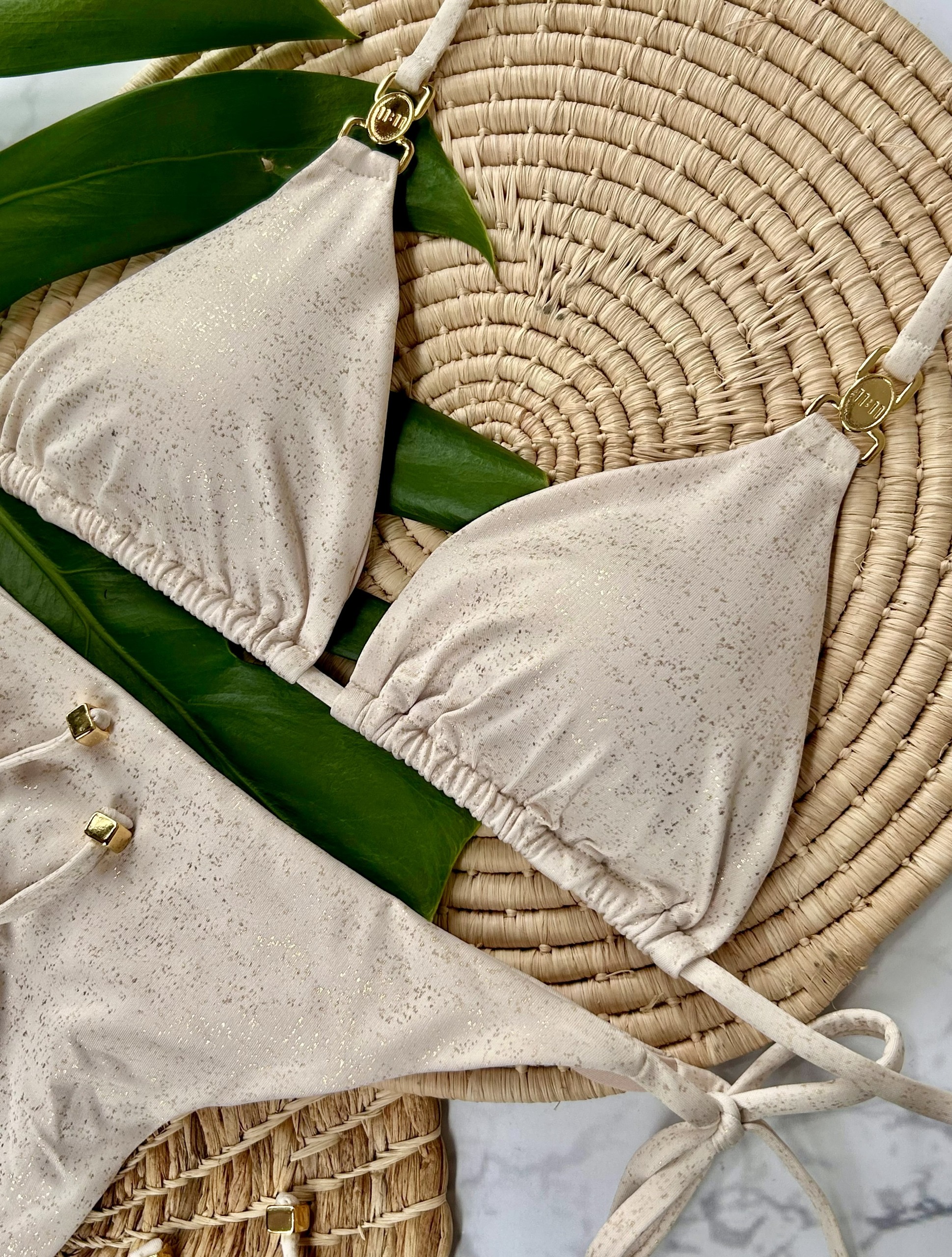 Beach Fashion Only Champagne Gold Luxe Triangle Bikini