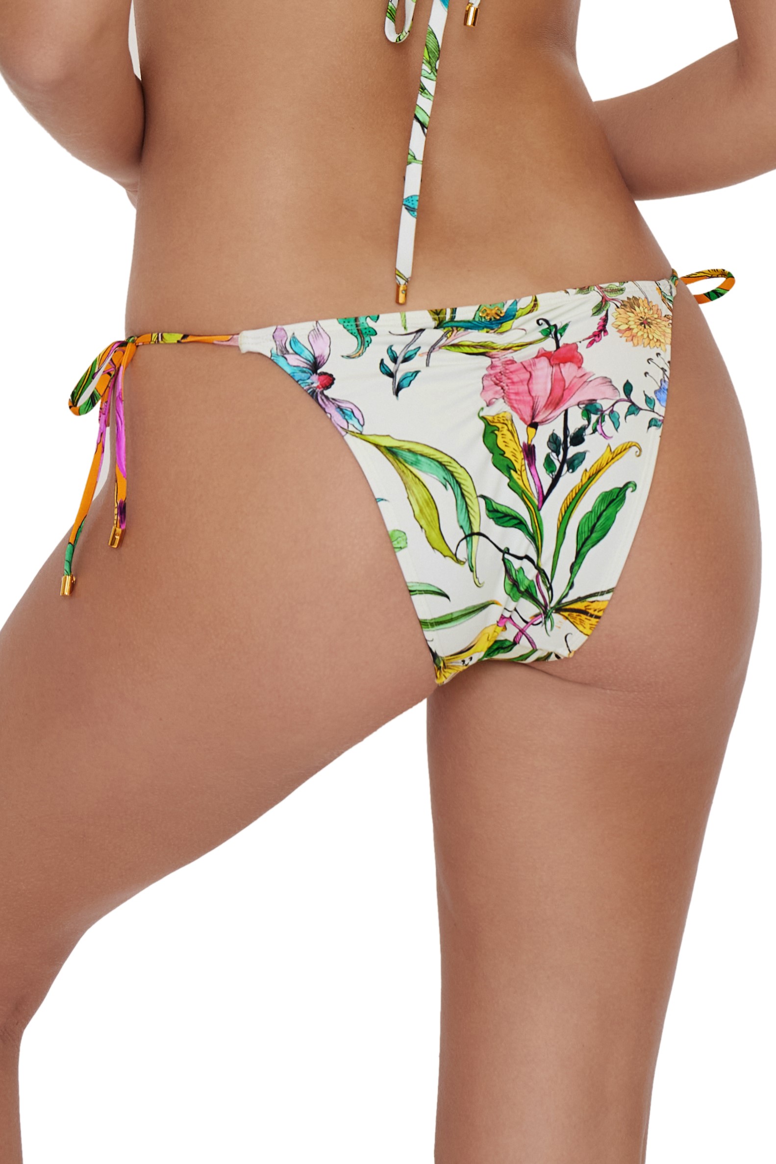 Pilyq Swim Wild Bloom Embroidered Tie Side Bikini Bottom