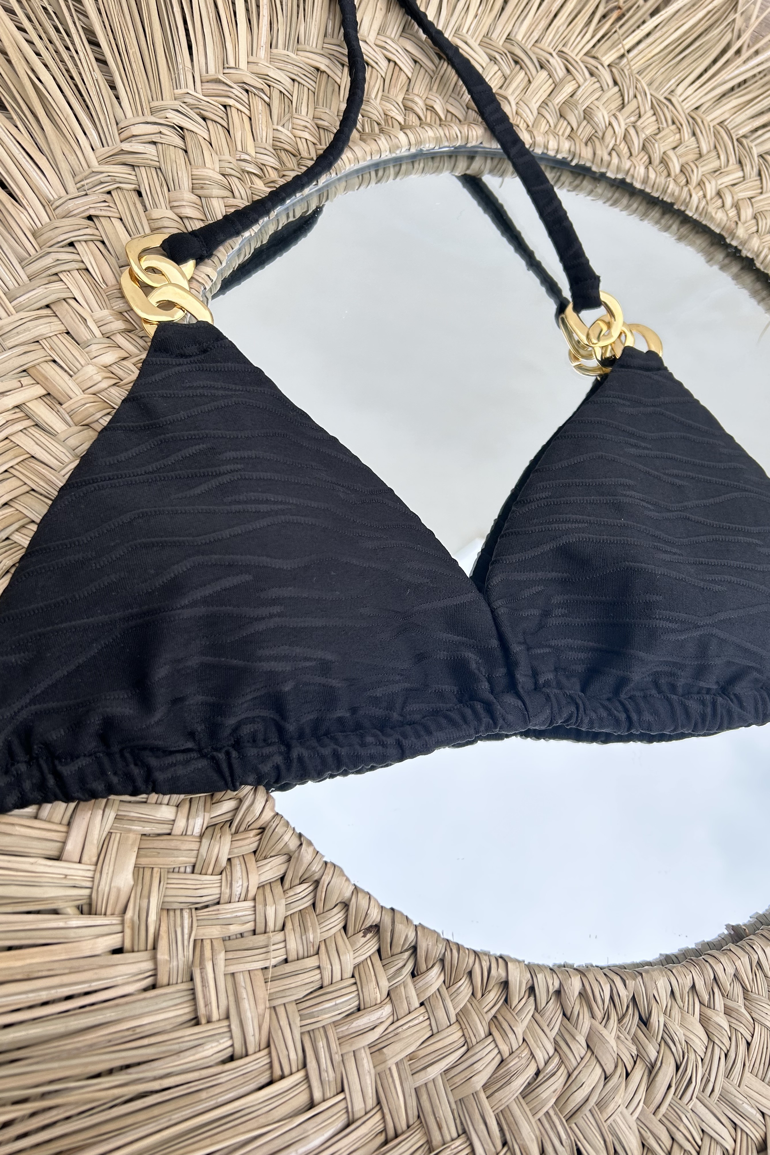 Mystical Zwarte Textuur Triangel Bikini