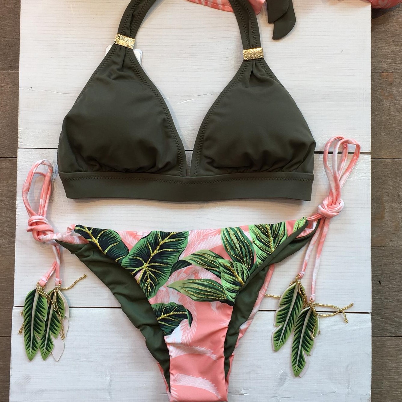 Pacifico Halter Bikini Khaki Green