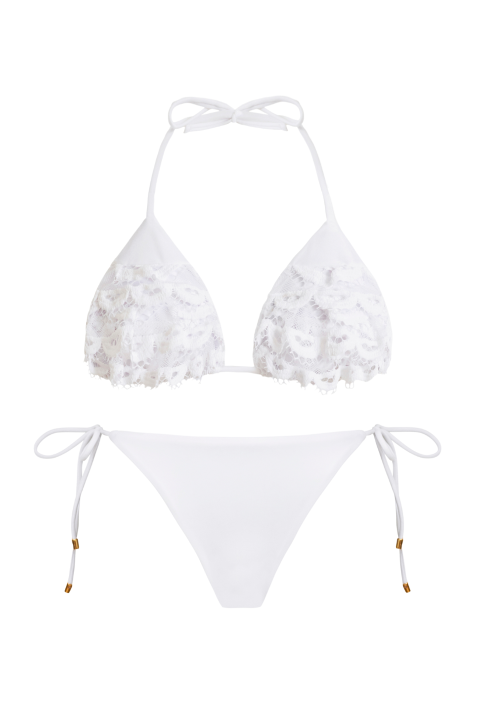 Pilyq Swim Waterlily Lace Ruffle Triangle Bikini