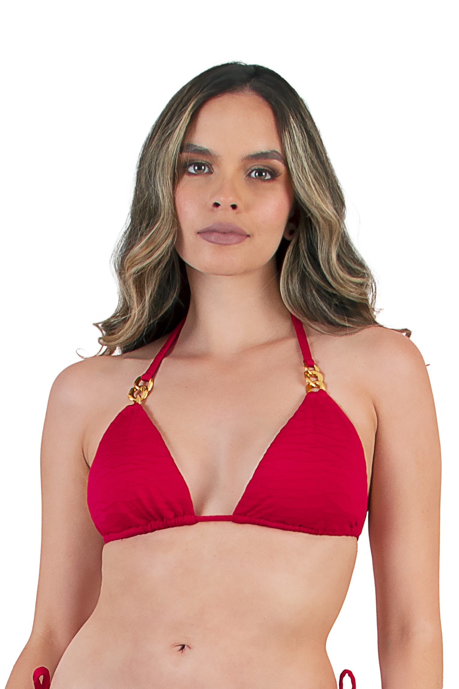 Beach Fashion Only Rode Textuur Triangel Bikini Top