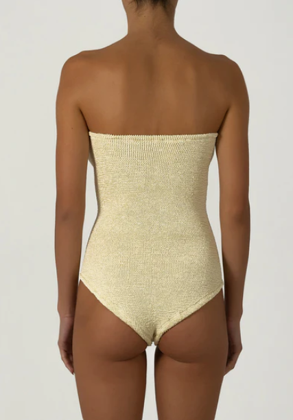 Paramidonna Geribbeld Bandeau Badpak Ivoor
