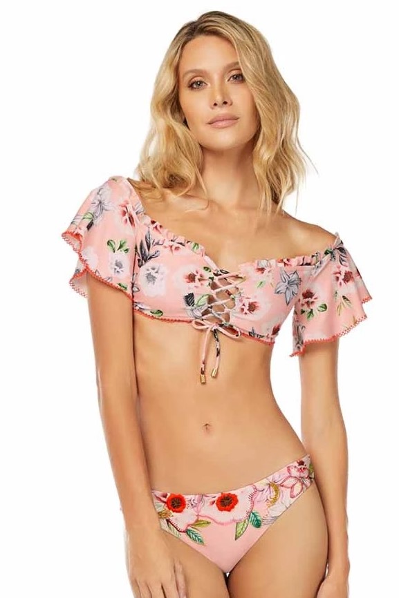 Cosita Linda Still Garden Off Shoulder Bikini Licht Roos