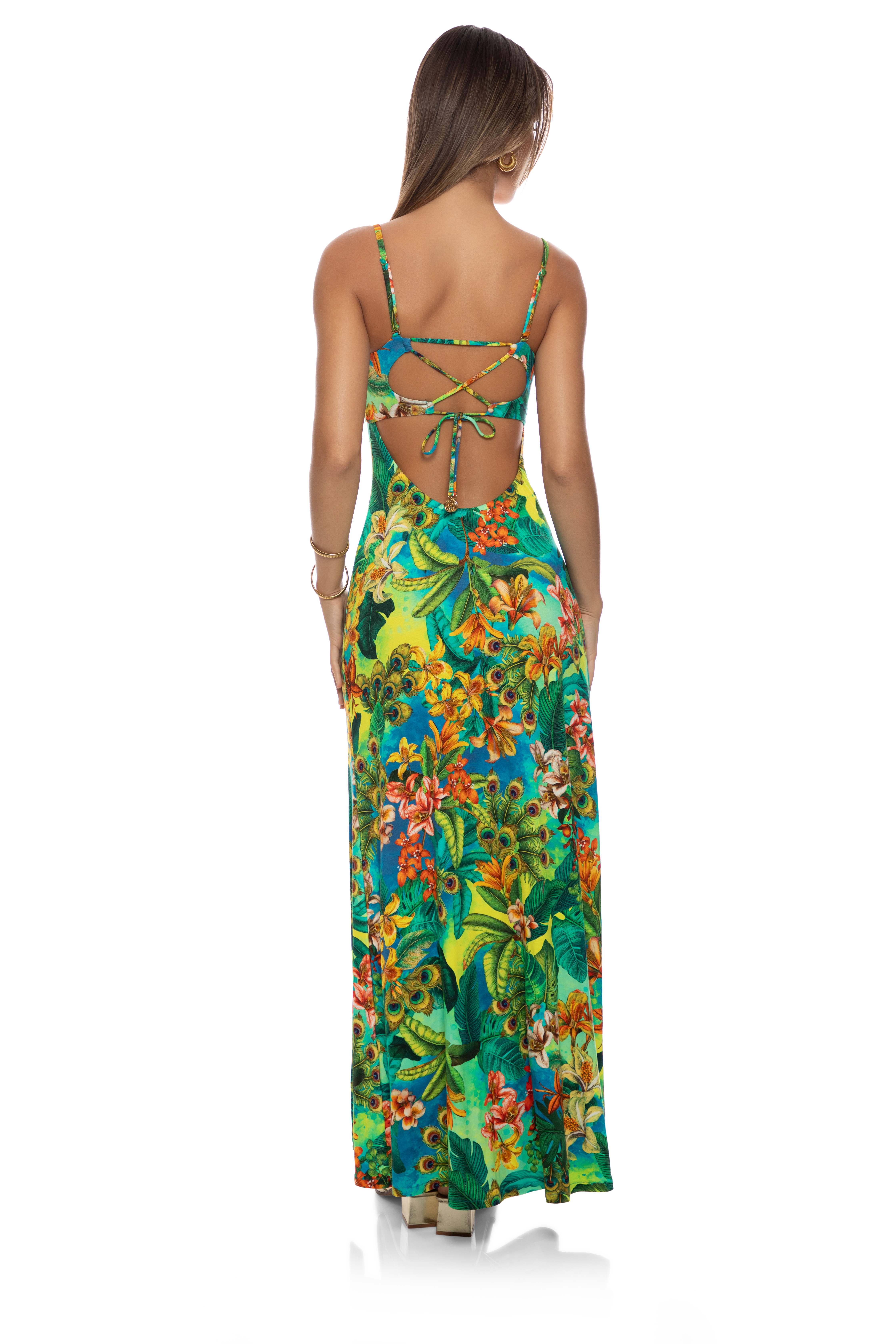 Luli Fama Peacock Affair Strapless Dress