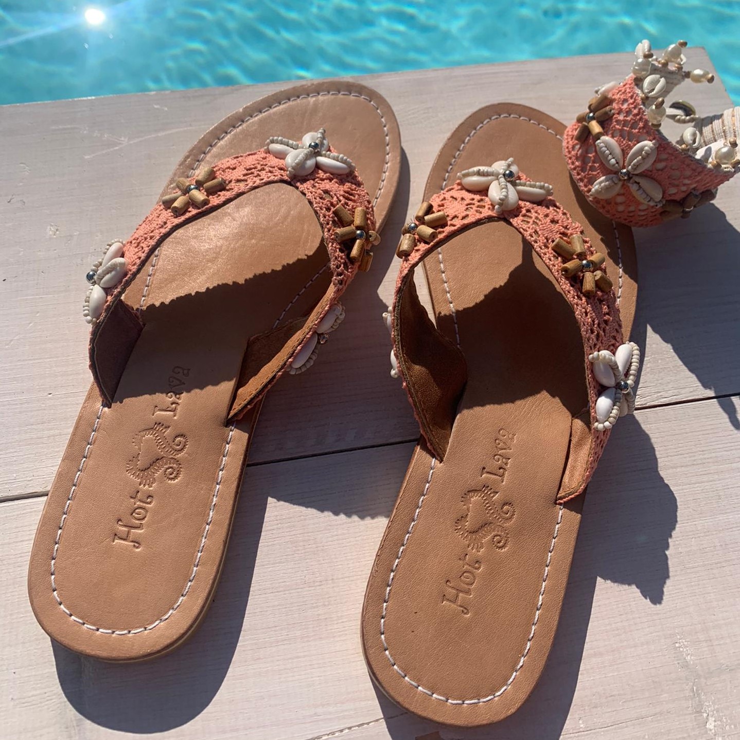 Lush Slippers Coral & Lush Bracelet