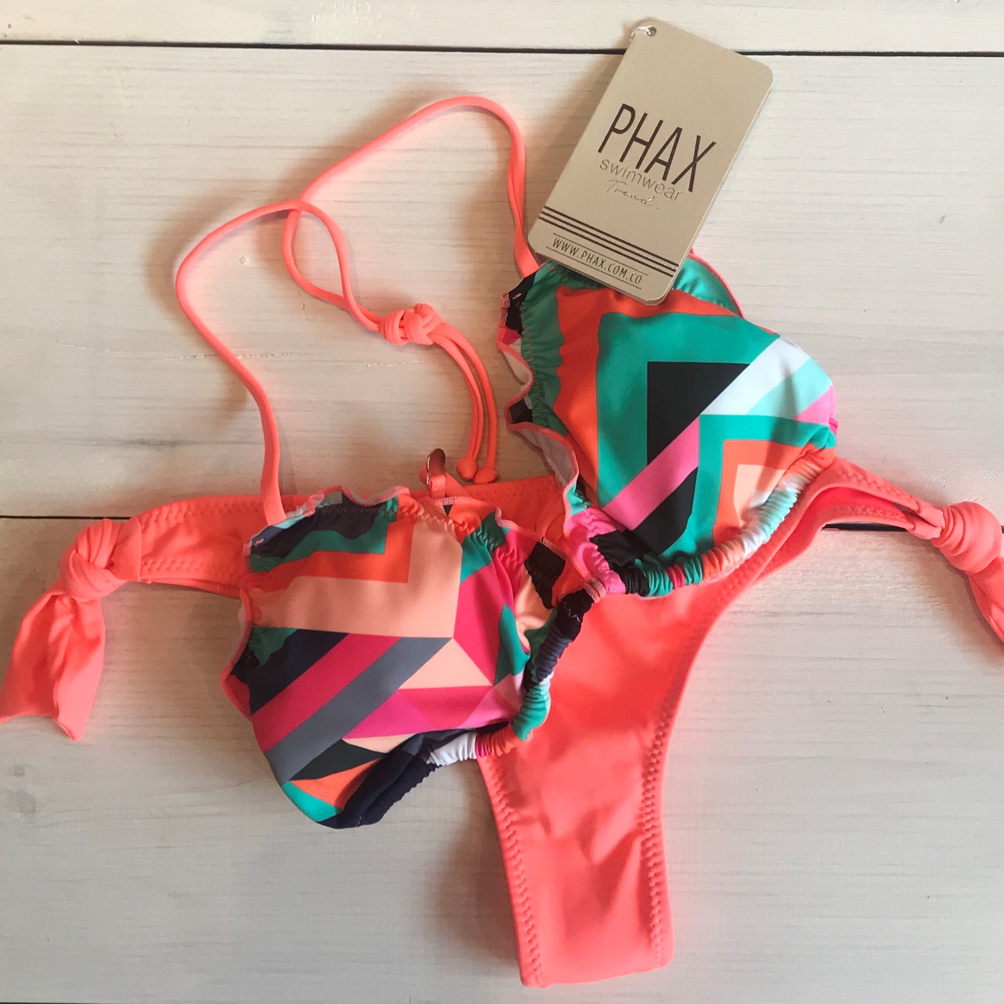 Retro Triangle String Bikini Pastel Orange 