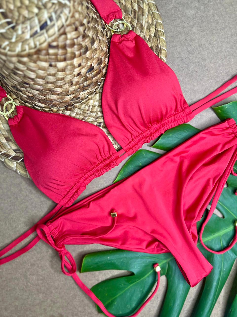 Beach Fashion Only Red Halter Bikini